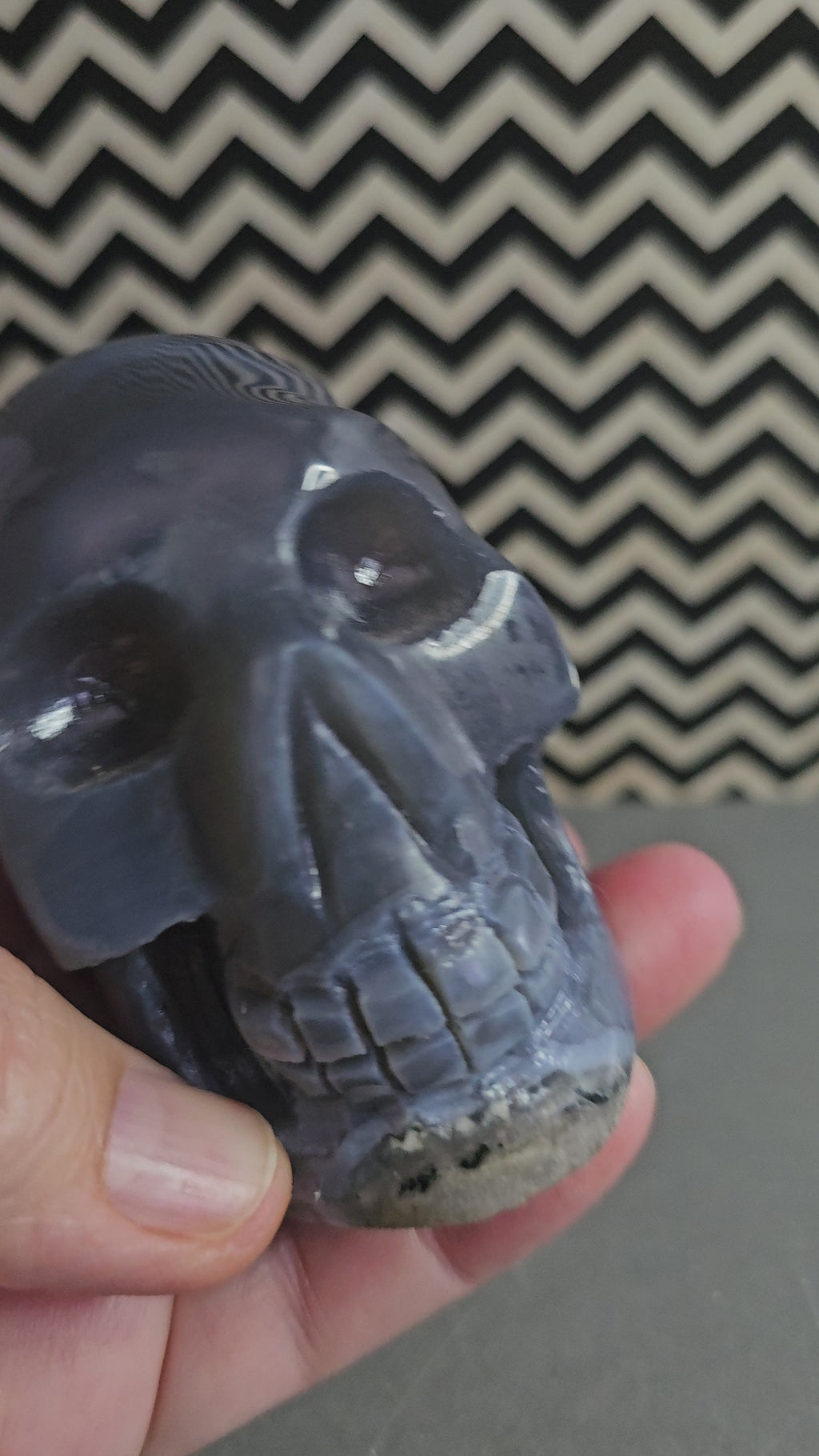 Brazilian Blue Agate with Amethyst Skull