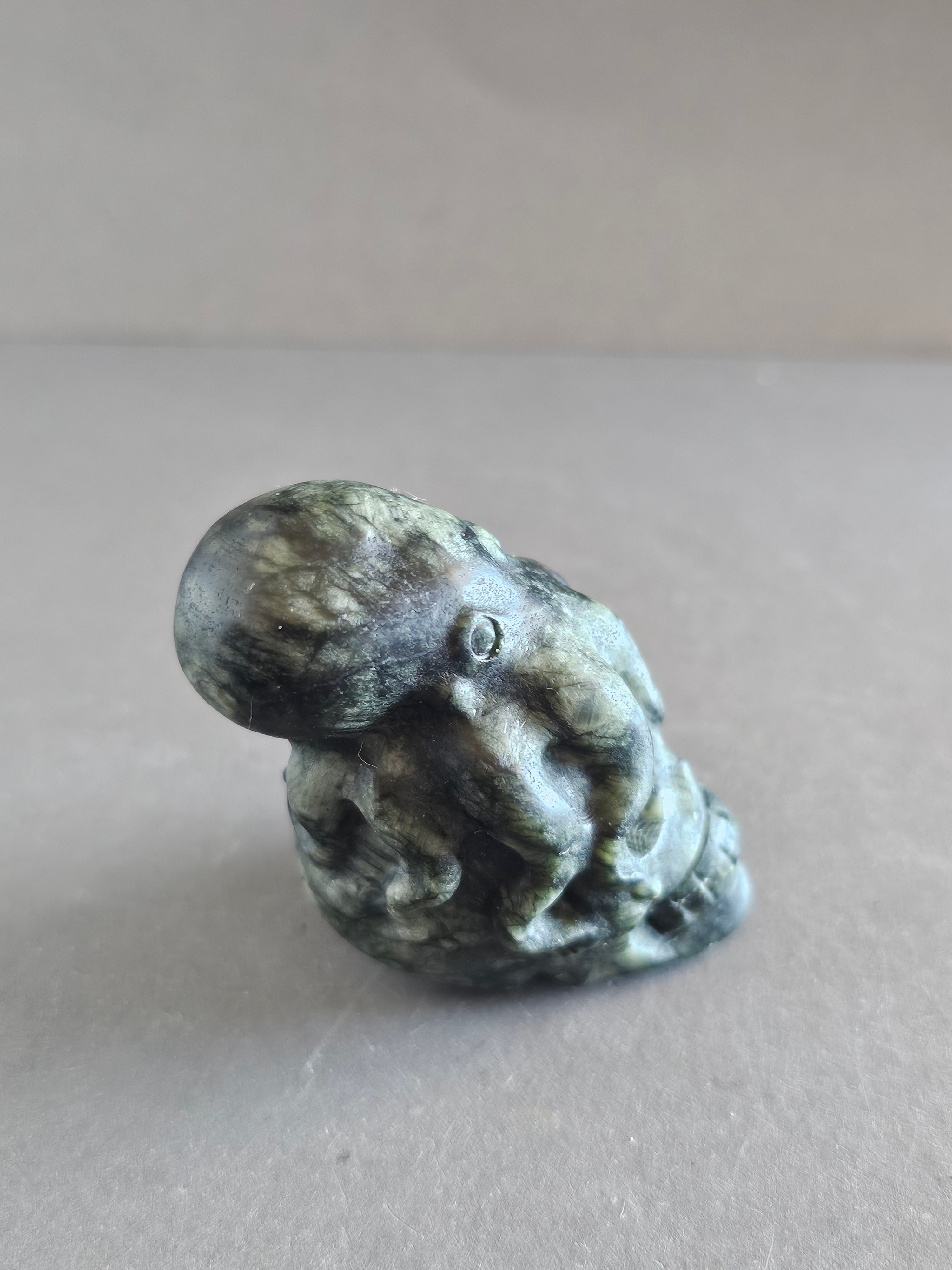 Octopus on Skull – Jade, Blue Aventurine, Sodalite, or Emberlite | 2.5 Inches