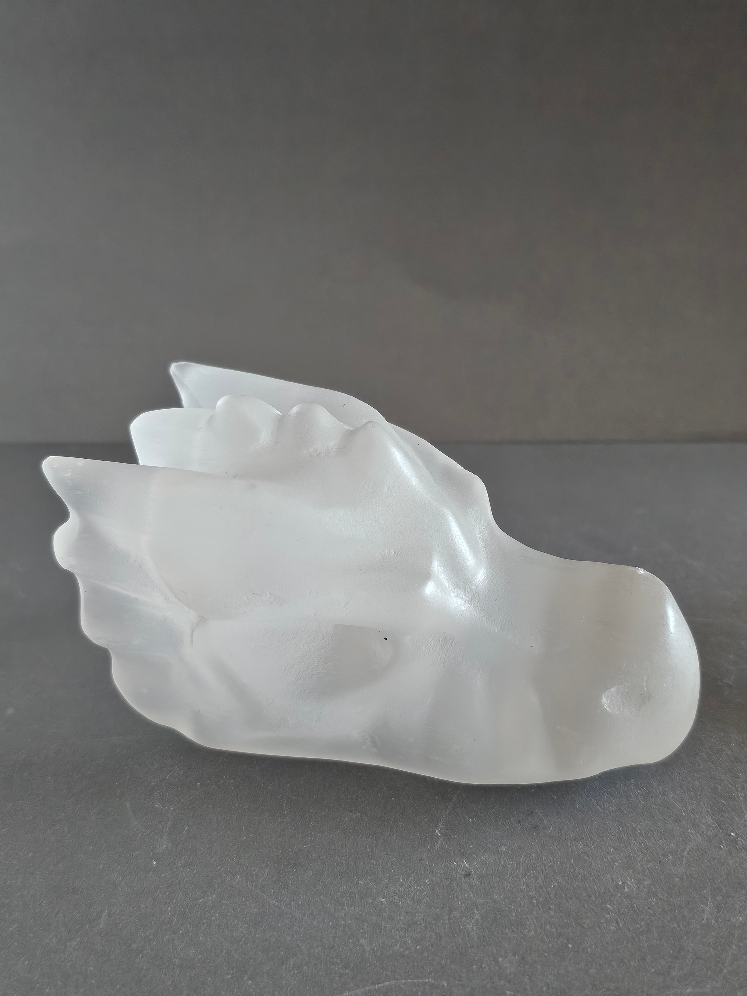 Selenite Dragon Skull Carving – 3.5” | Cleansing, Protection & High Vibration Energy