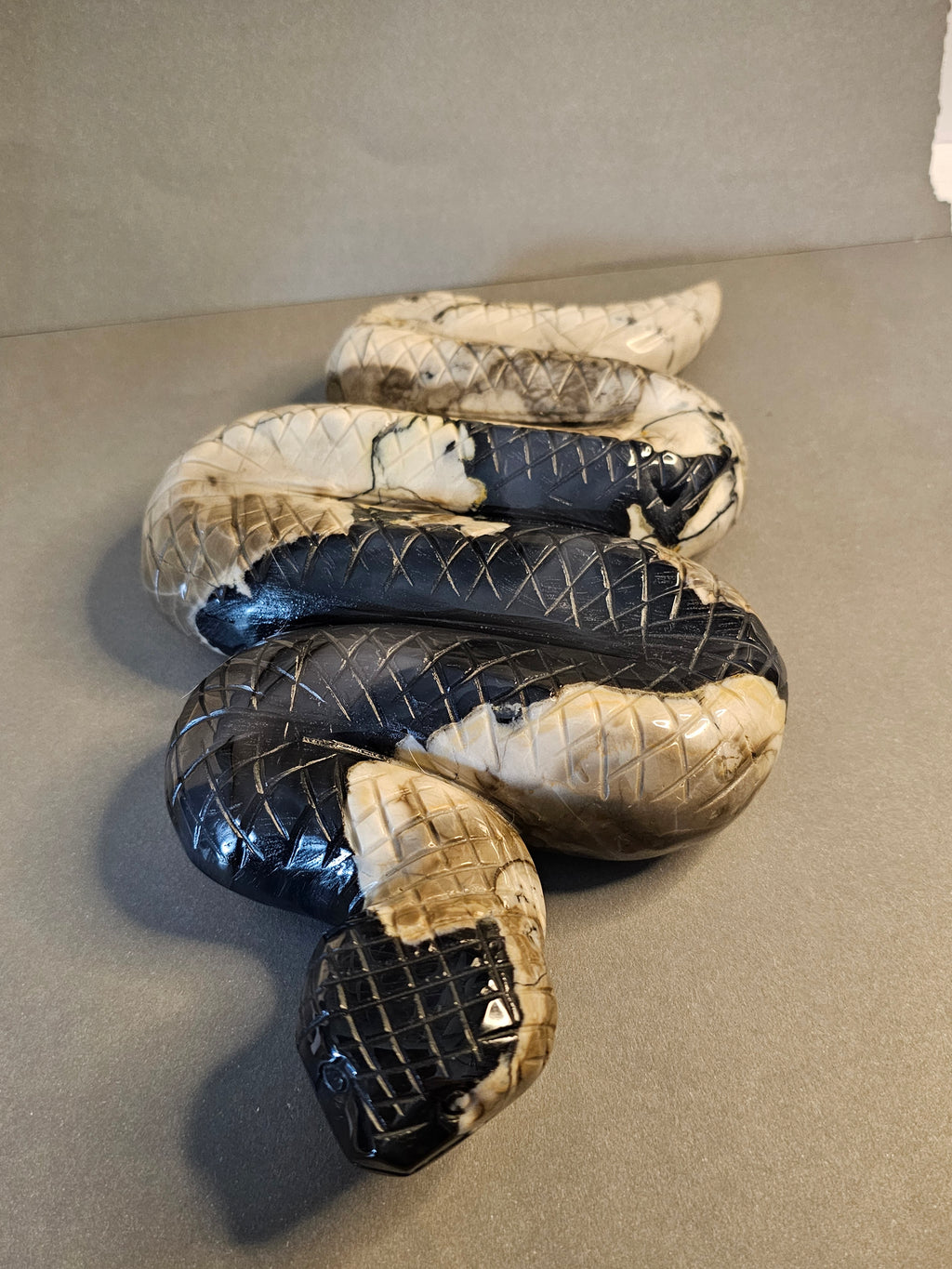 UV Reactive Volcano Agate Snake –  Statement Carving | 9.5 Inches