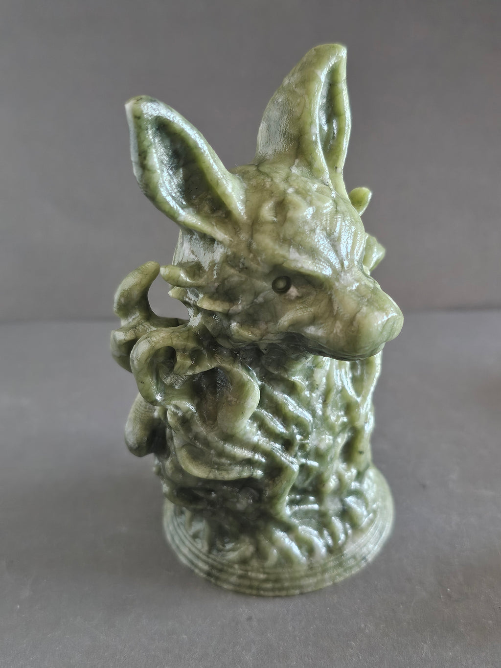 Jade Fantasy Wolf Bust – 4” Tall | Protection, Intuition & Guardian Spirit Crystal
