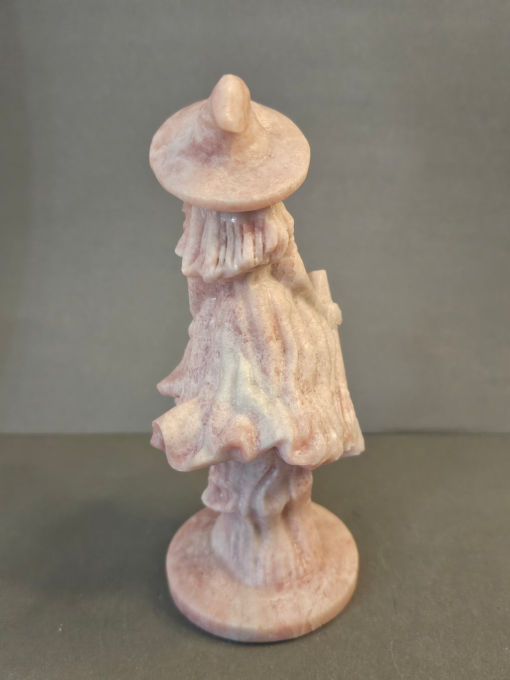 Witch with Broken Broom – Resilience & Heart Magic Crystal Carving | 6 Inches