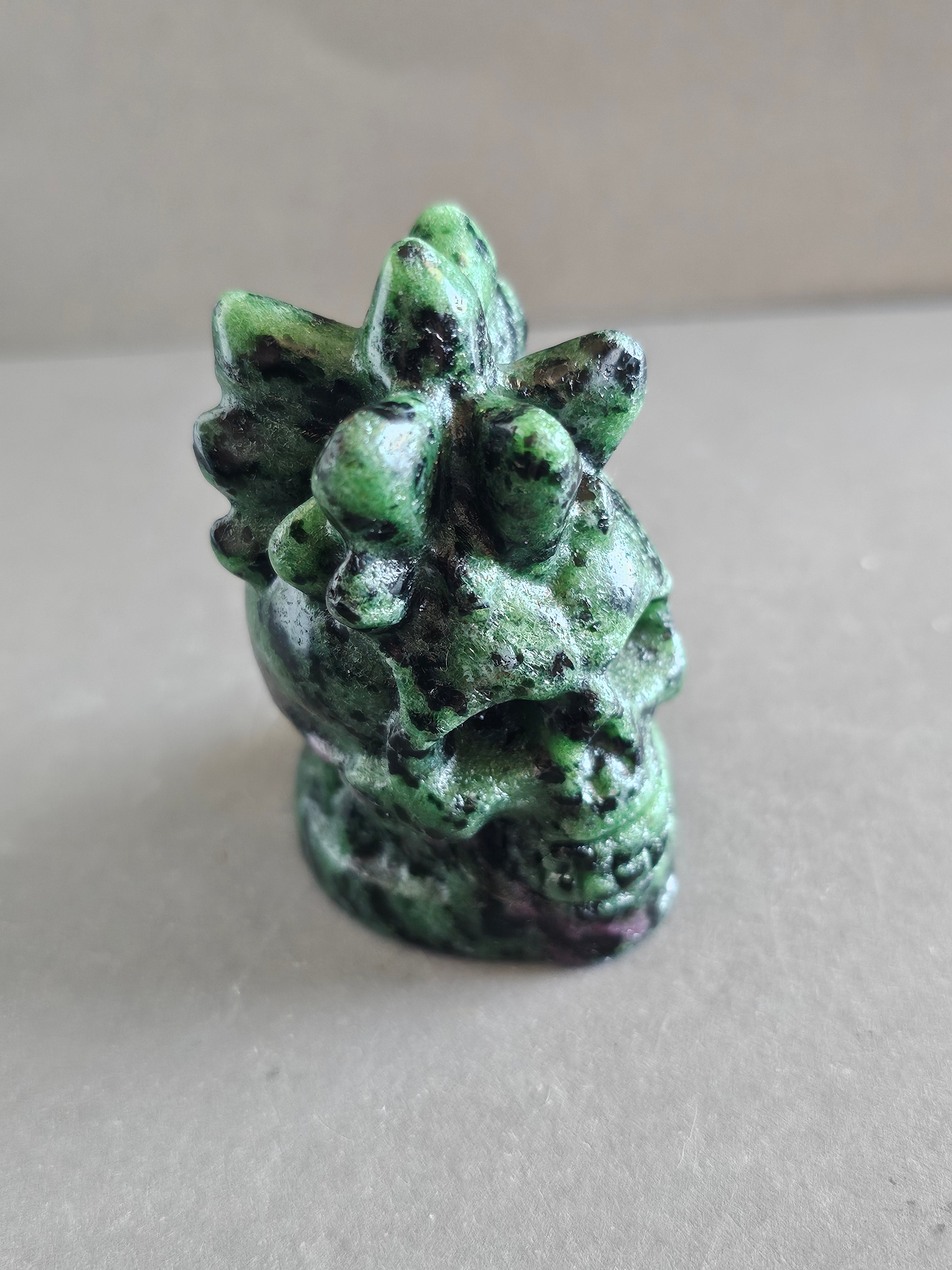 Skull with Crystal Points – Labradorite, Fluorite, or Ruby Zoisite | 2.5 Inches