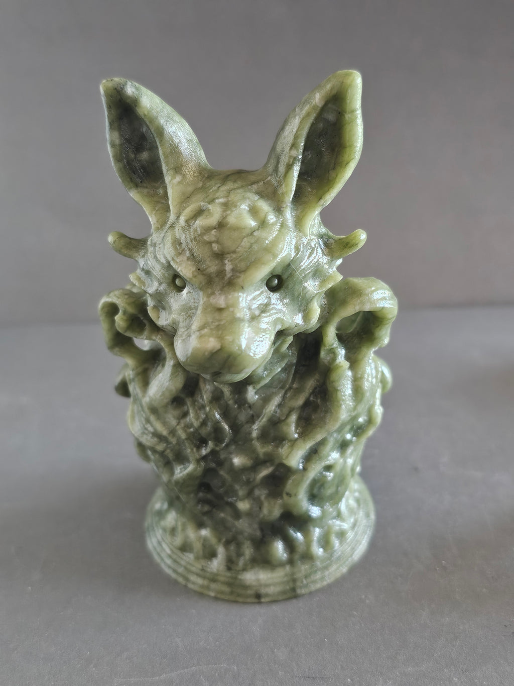 Jade Fantasy Wolf Bust – 4” Tall | Protection, Intuition & Guardian Spirit Crystal