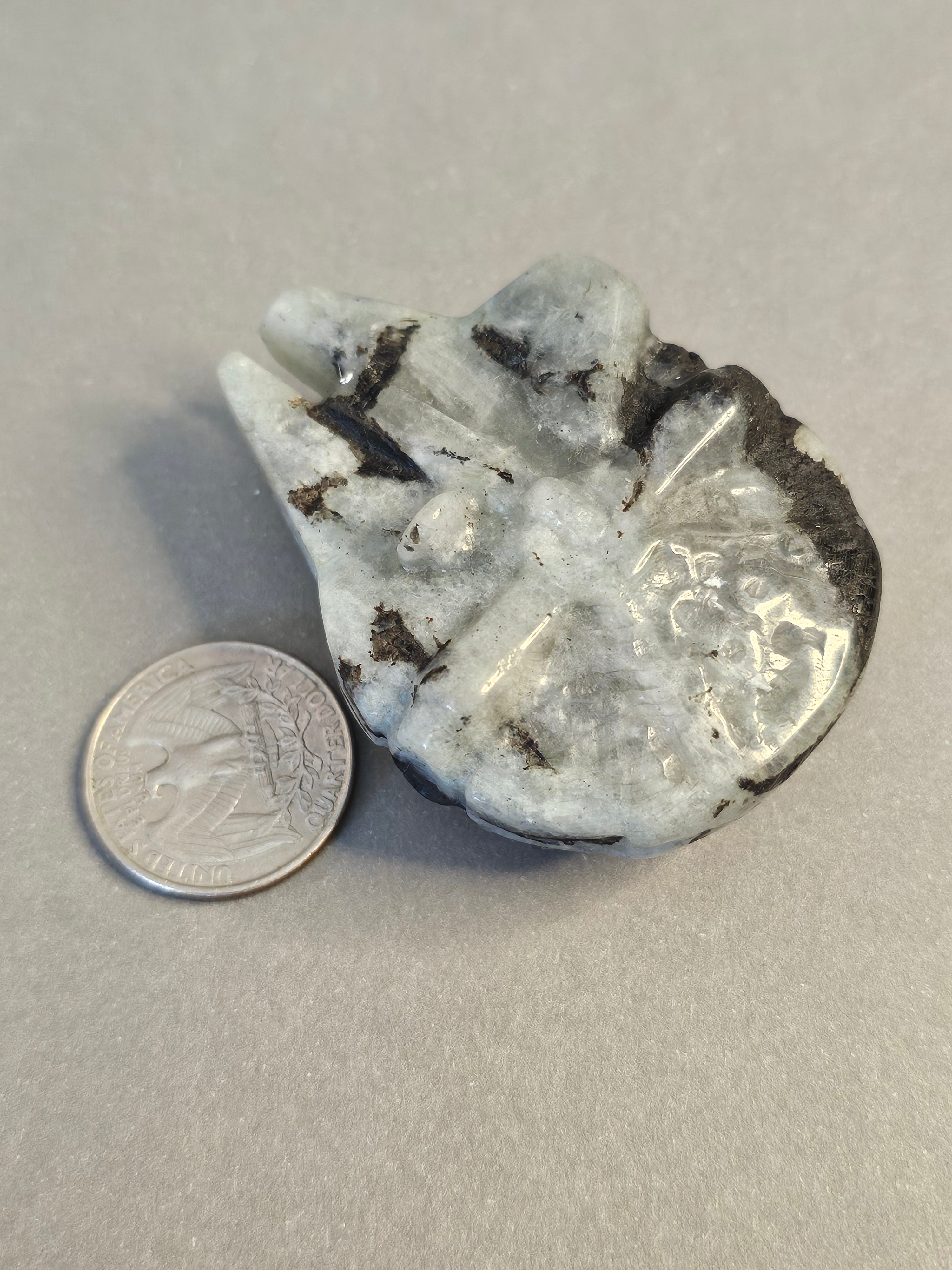 Labradorite Millennium Falcon – Iconic Sci-Fi Crystal Carving | 2.5 Inches