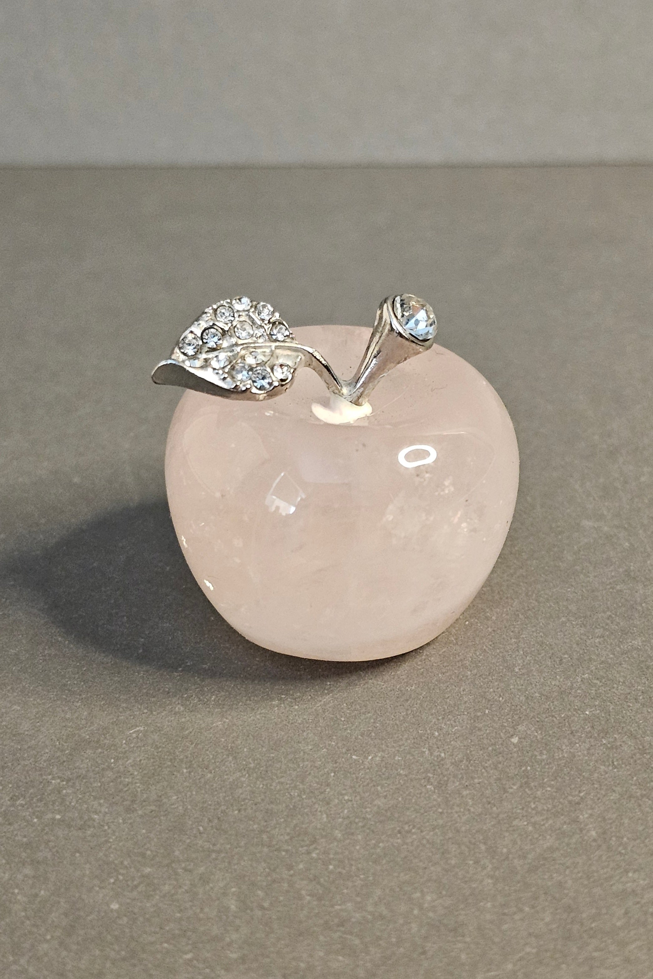 Rose Quartz apple carving.