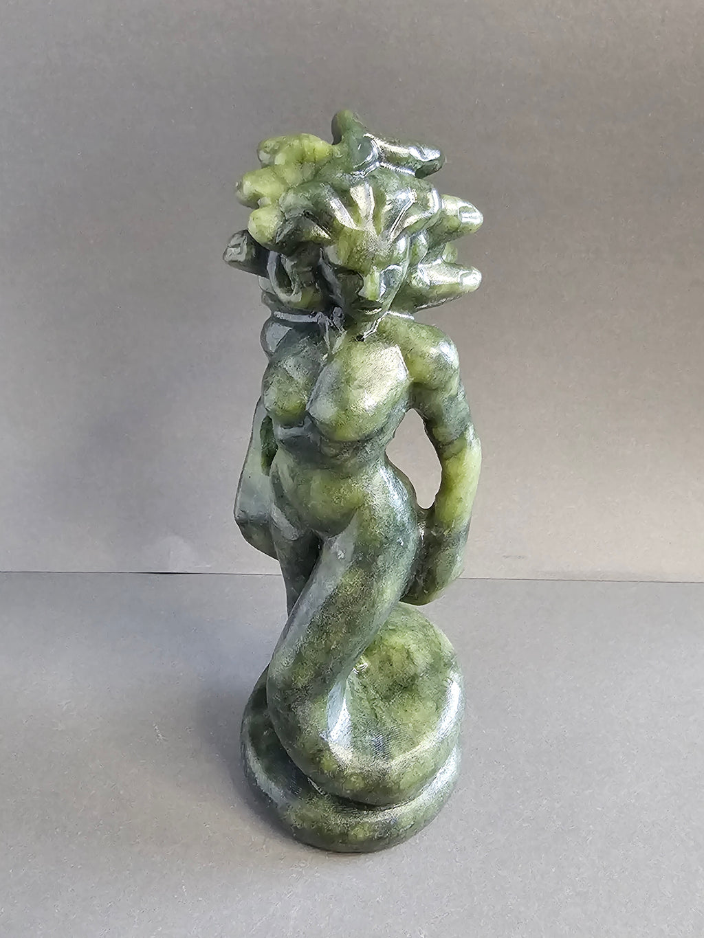 Jade Medusa Goddess Carving – 5 Inch Naked Medusa Statue