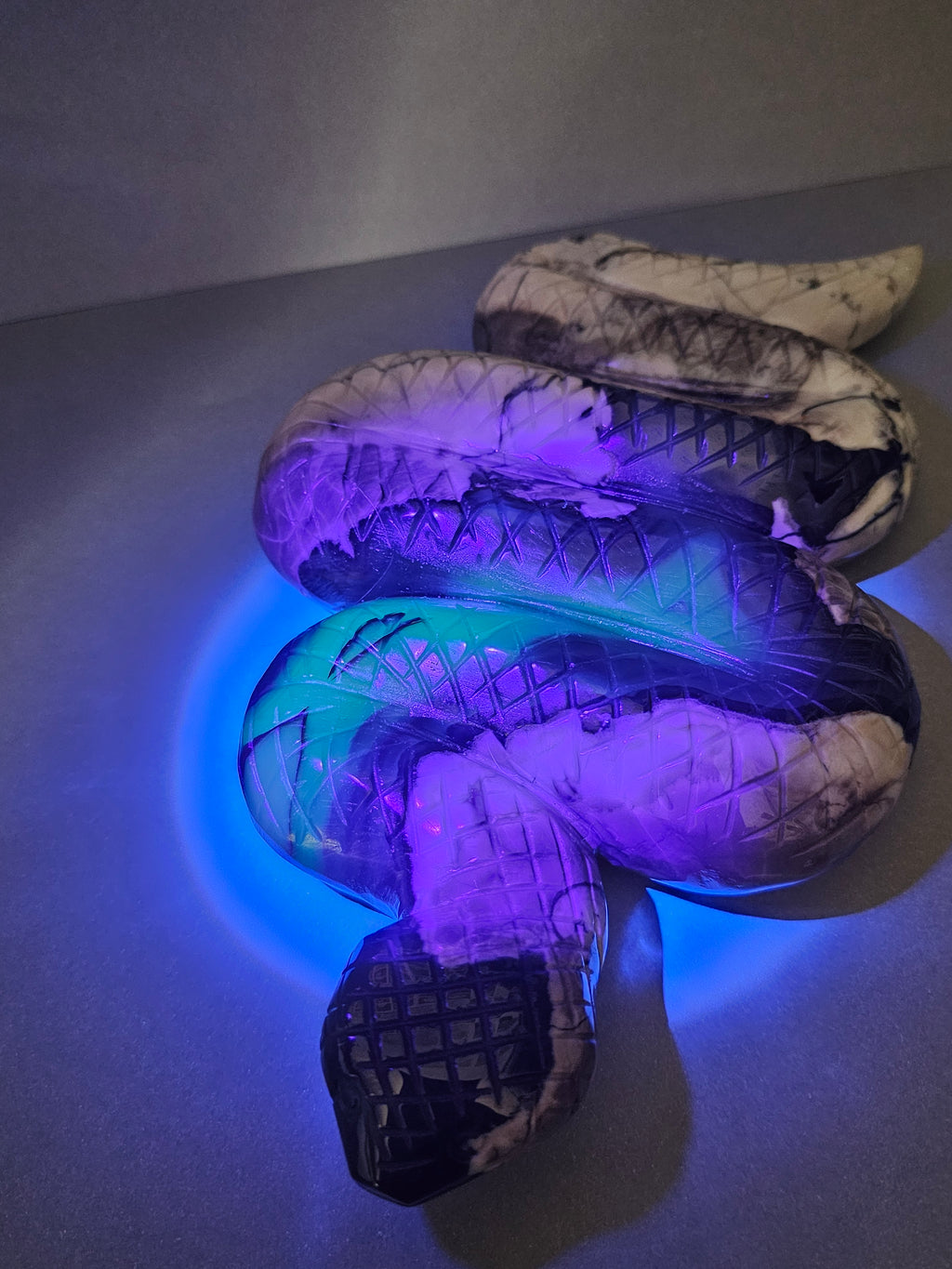 UV Reactive Volcano Agate Snake –  Statement Carving | 9.5 Inches