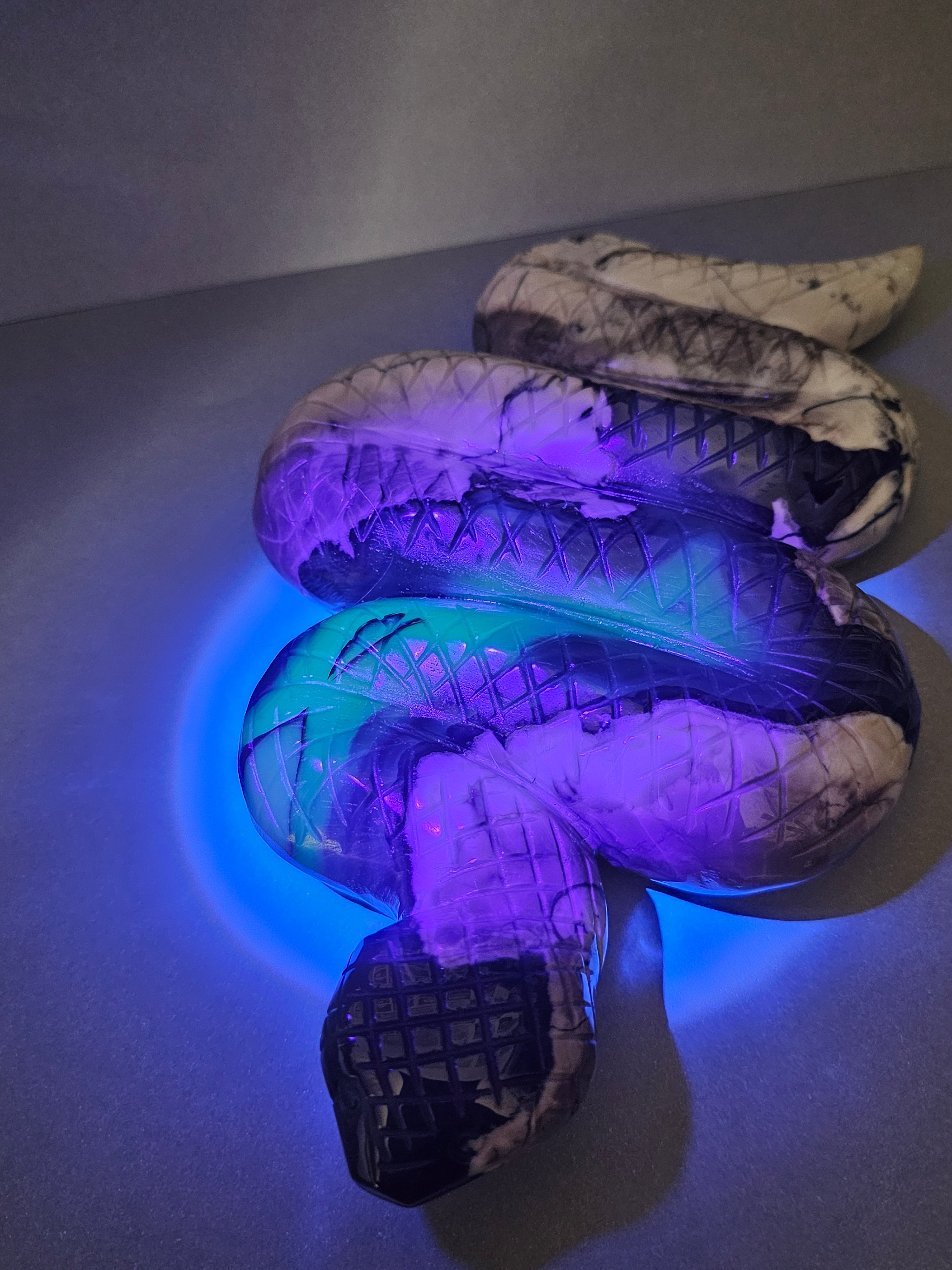 UV Reactive Volcano Agate Snake –  Statement Carving | 9.5 Inches