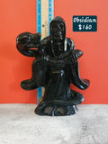Obsidian Reaper Holding Snake – Dark Symbolic Statement Carving | 8 Inches