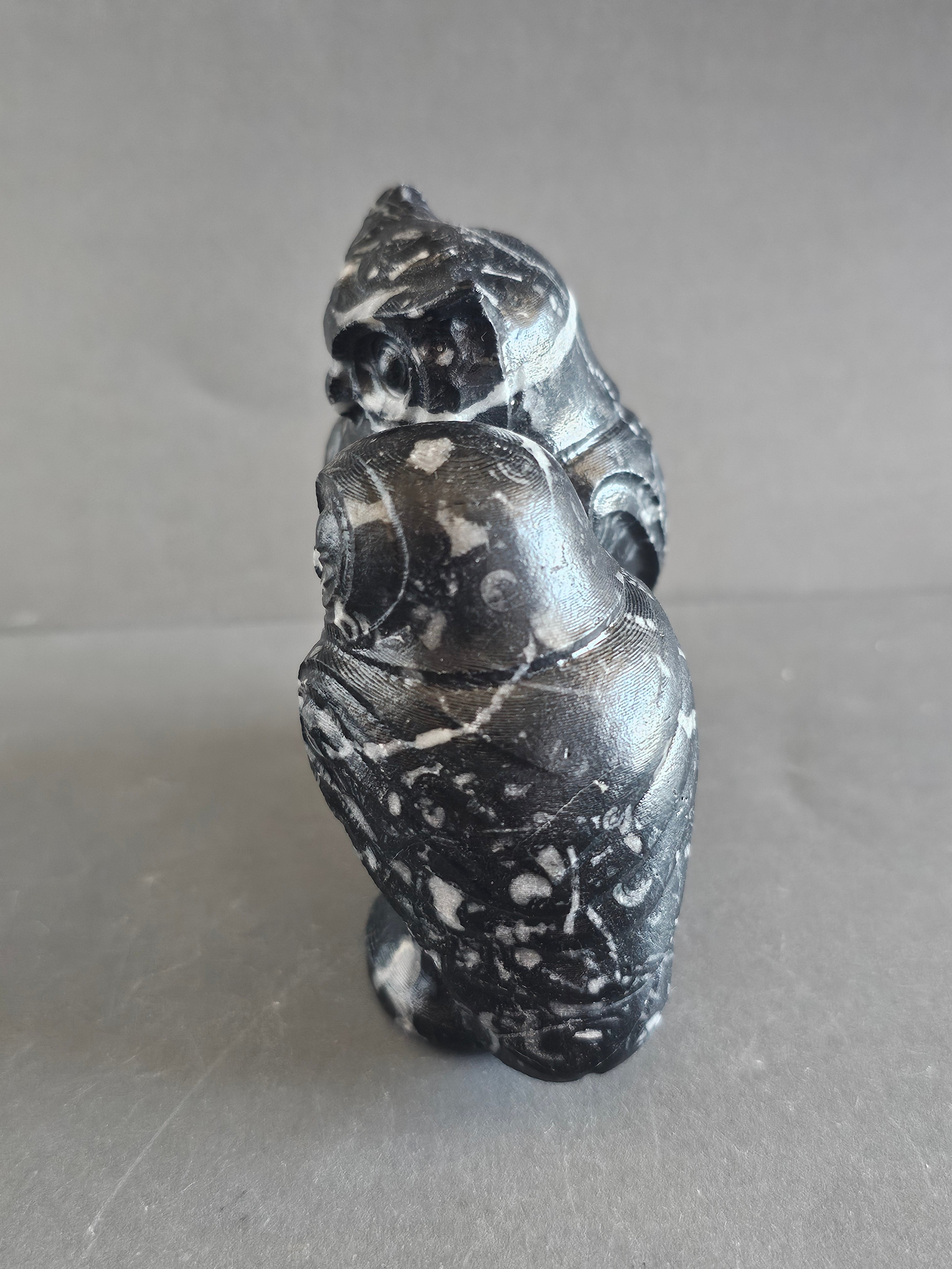Fossil Jasper Owl Couple Carving – 3” Tall | Wisdom, Stability & Connection Crystal Pair