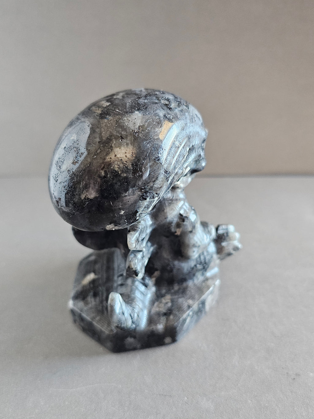 Xenomorph Alien Crystal Carving – Larvikite, Jasper, Aventurine, or Astrophyllite | 3 Inches