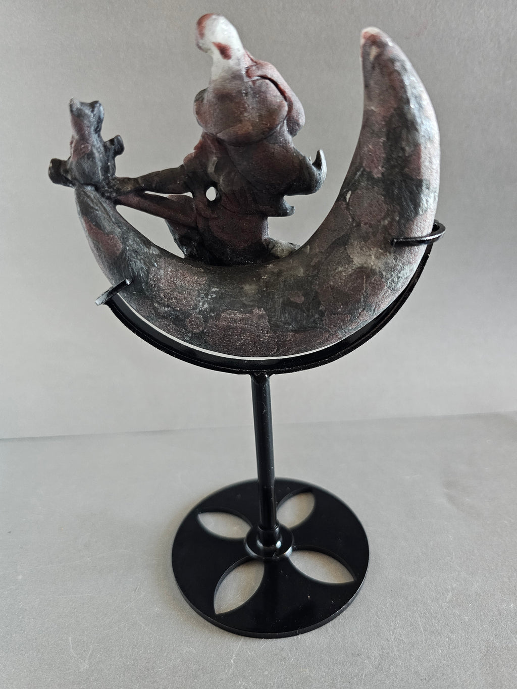 Garnet Astrophyllite Flying Witch on Moon with Stand – Power & Transformation Crystal Display | 6.5 Inches Tall