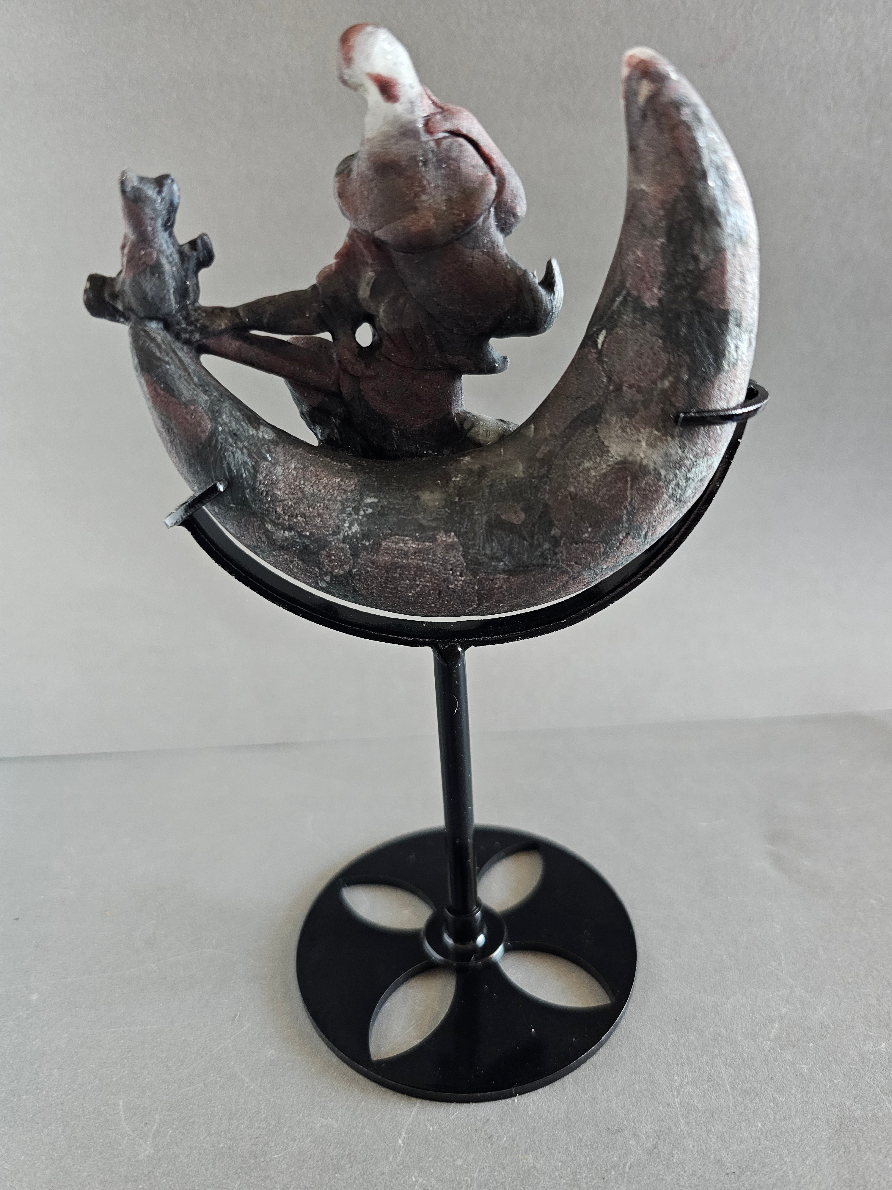 Garnet Astrophyllite Flying Witch on Moon with Stand – Power & Transformation Crystal Display | 6.5 Inches Tall