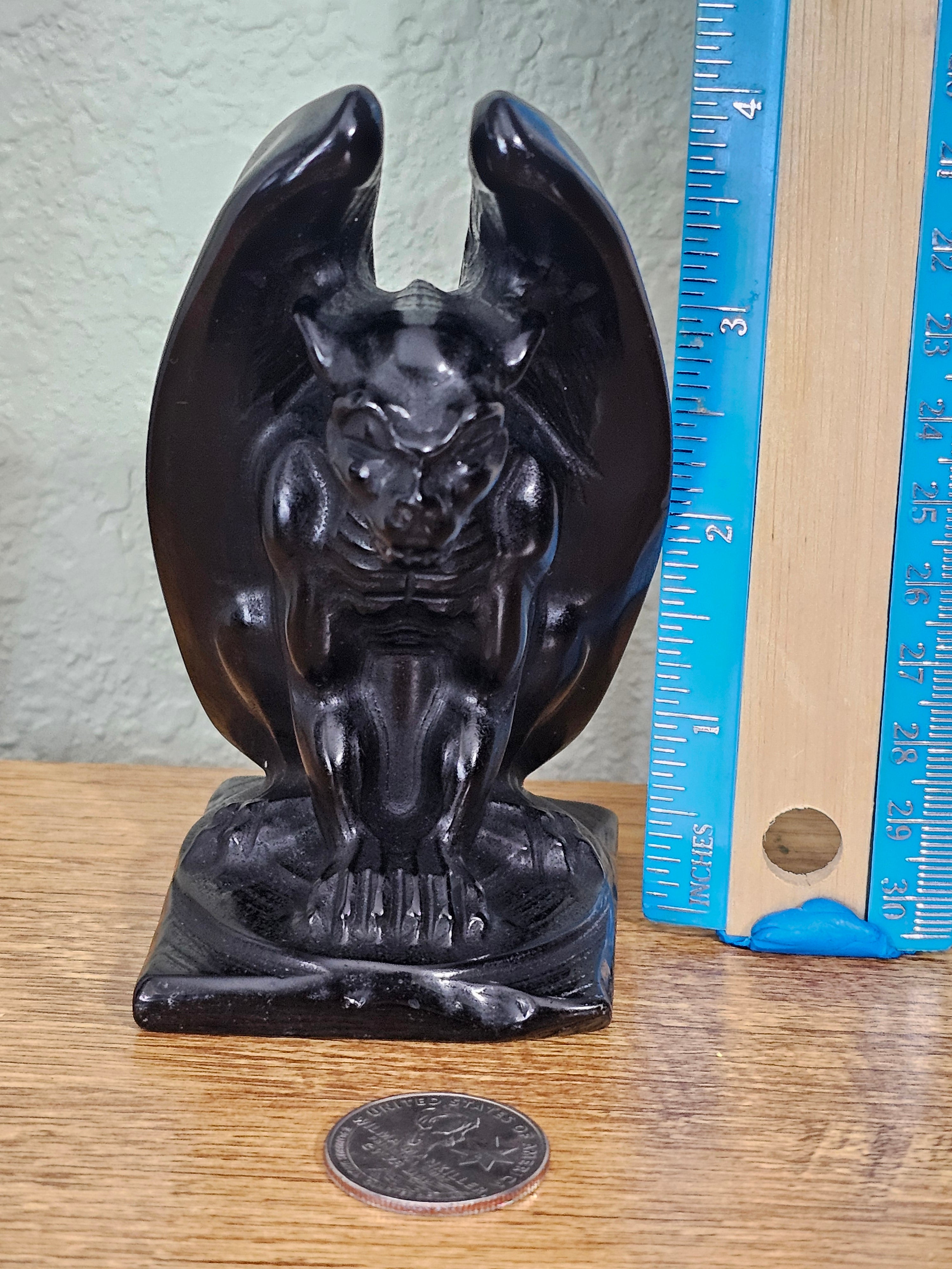 Obsidian Gargoyle Carving – 7" Dark Guardian Collector Piece