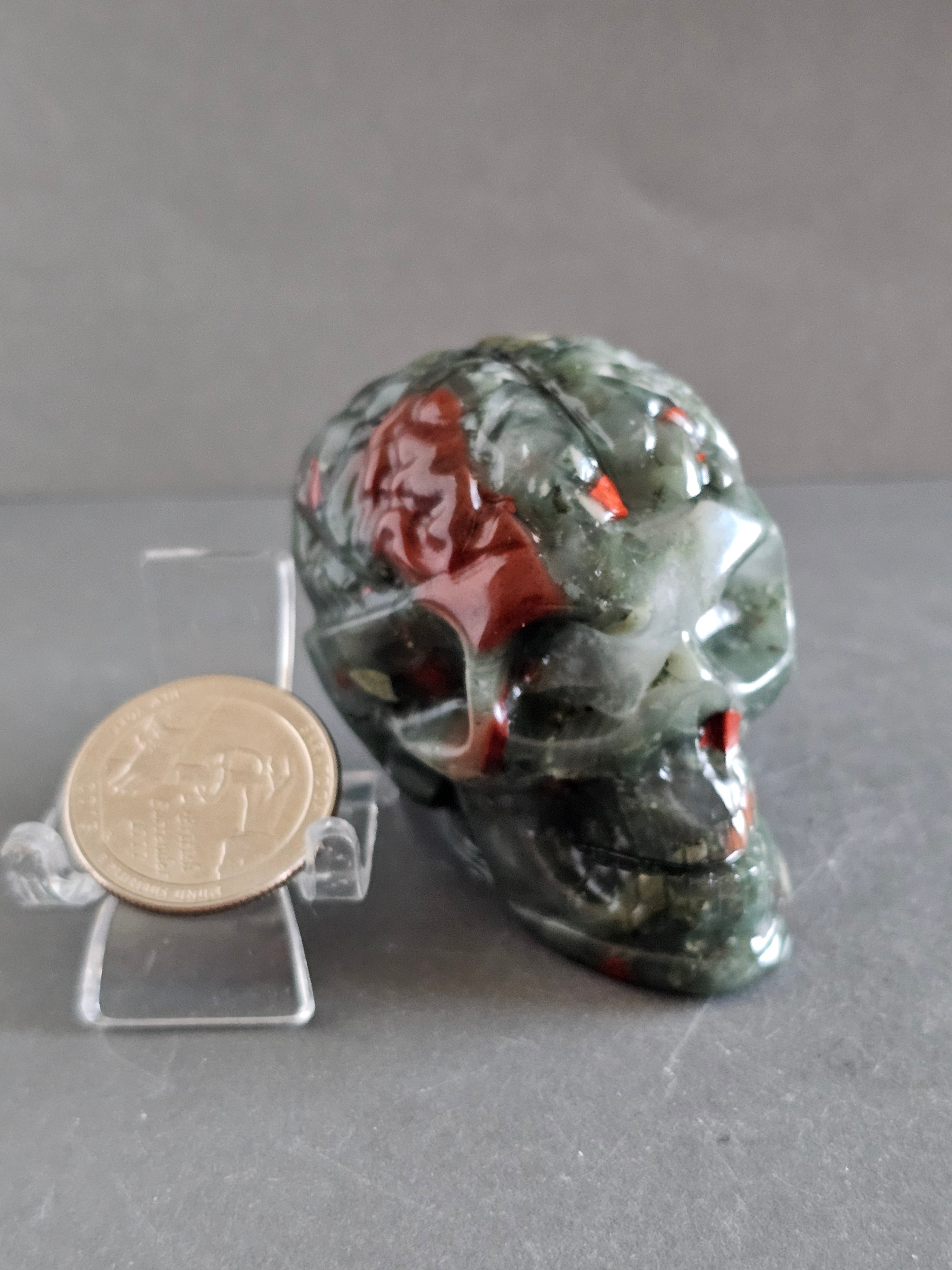 African Bloodstone Skull with Exposed Brain – 2” Tall | Strength, Vitality & Protection Crystal