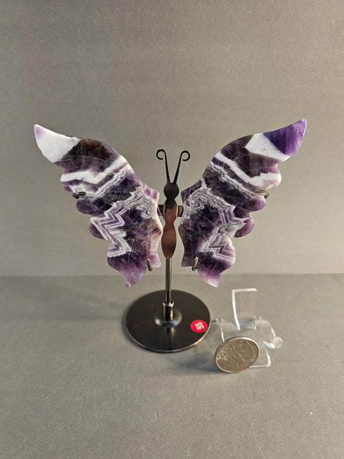 Amethyst Butterfly Wings on Stand – Intuition & Transformation Crystal Display | 5 Inches Tall