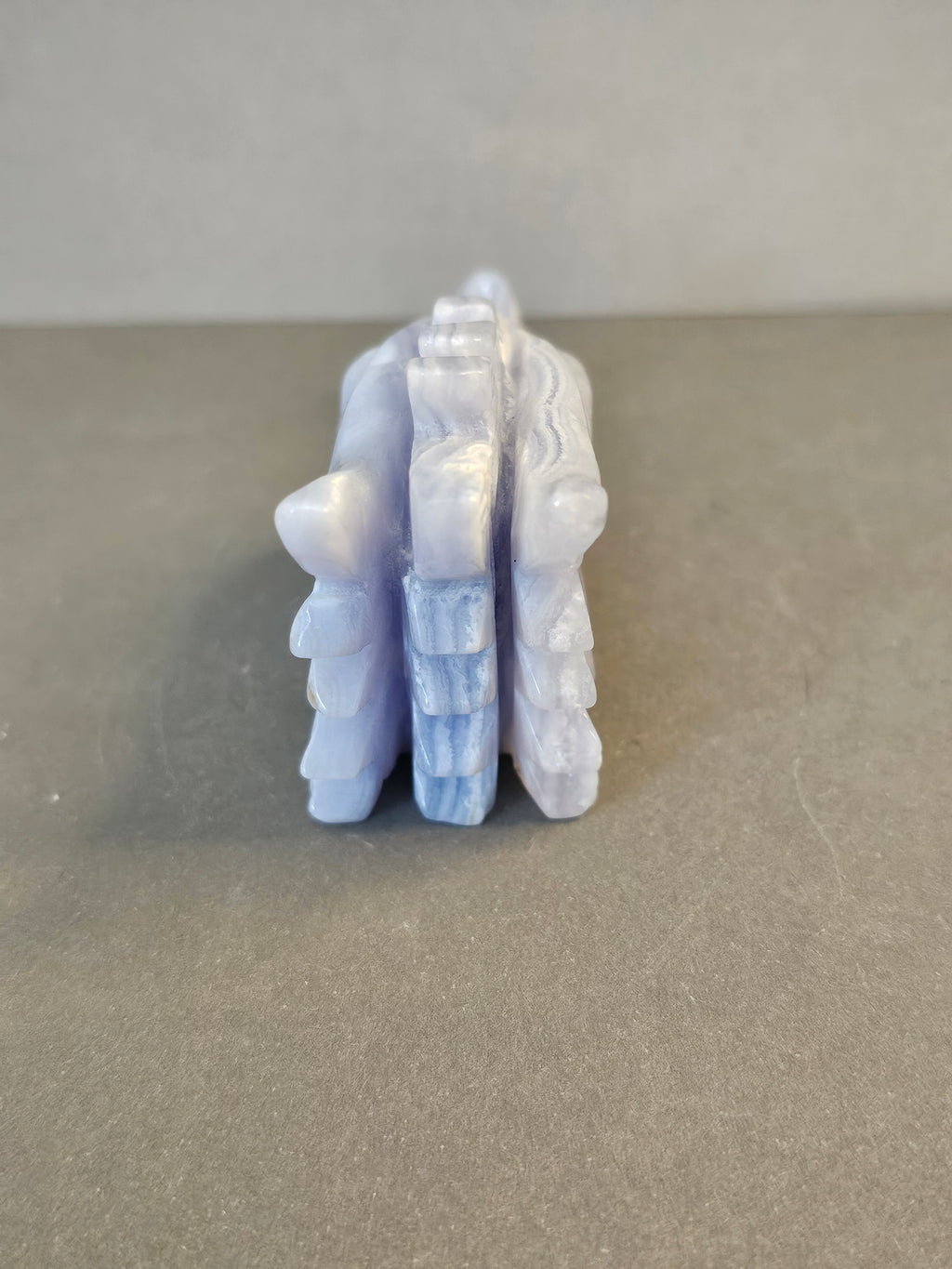Blue Lace Agate Dragon Skull – Calm Strength & Clarity Crystal | 4 Inches Long