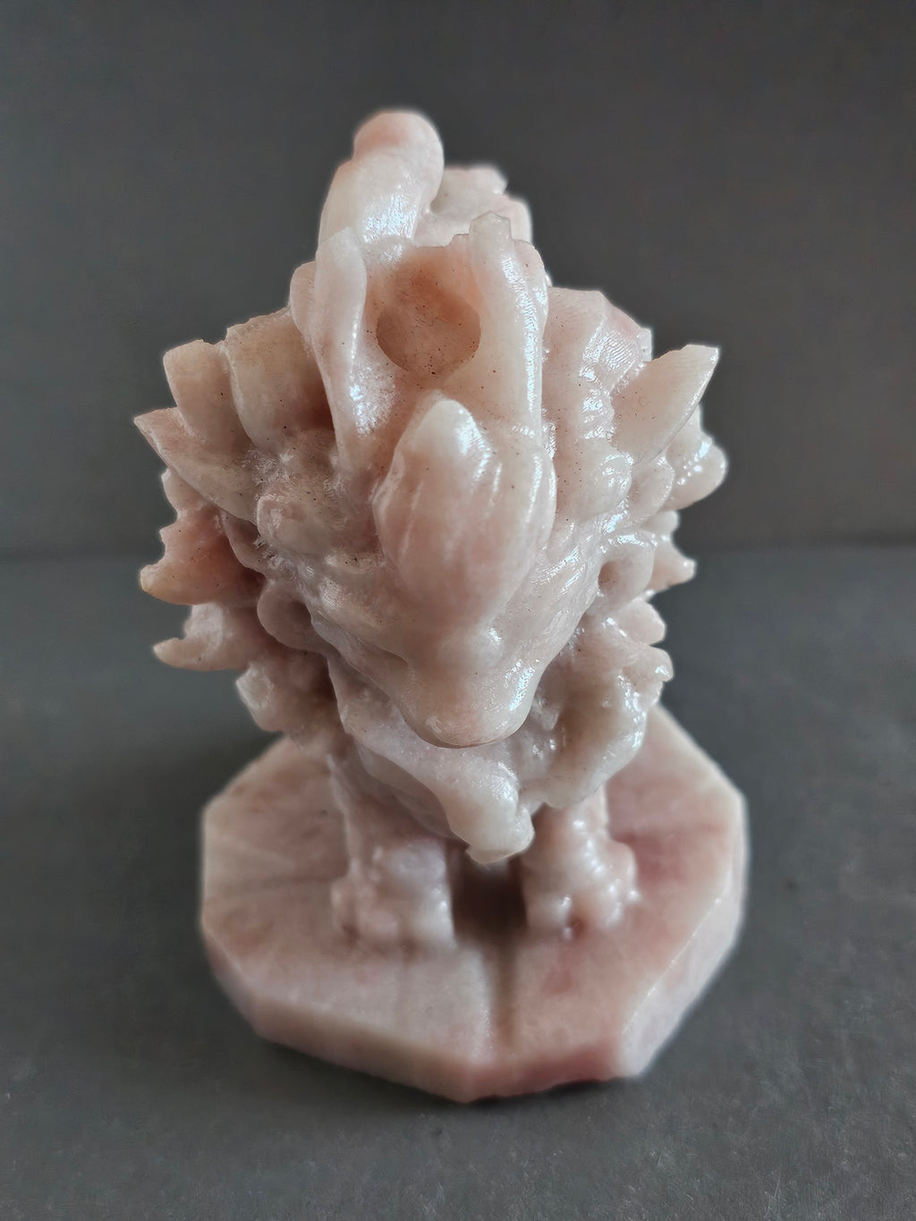 Pink Opal Fantasy Fox Carving – 3.75” Tall | Emotional Healing, Intuition & Gentle Strength