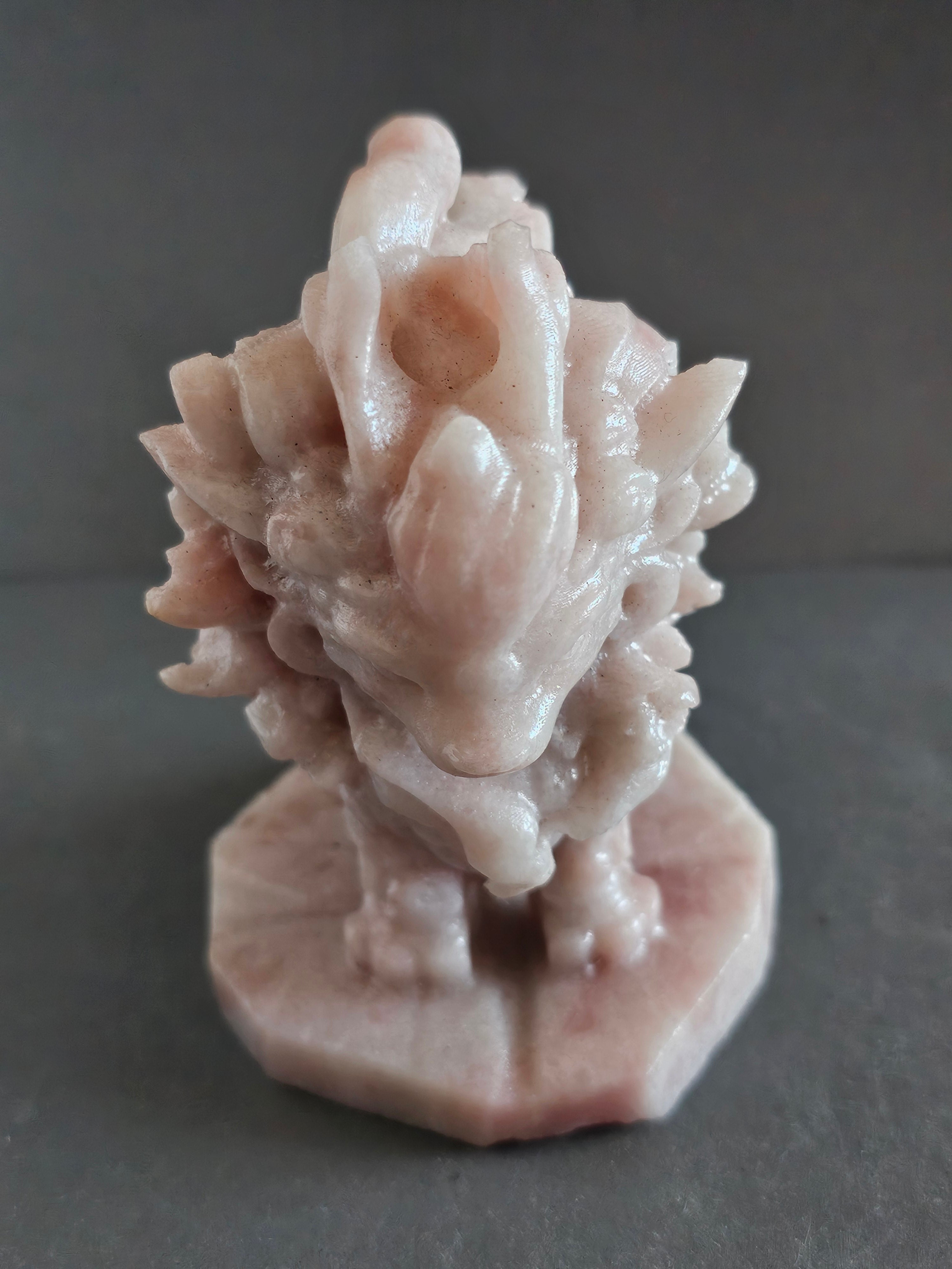 Pink Opal Fantasy Fox Carving – 3.75” Tall | Emotional Healing, Intuition & Gentle Strength
