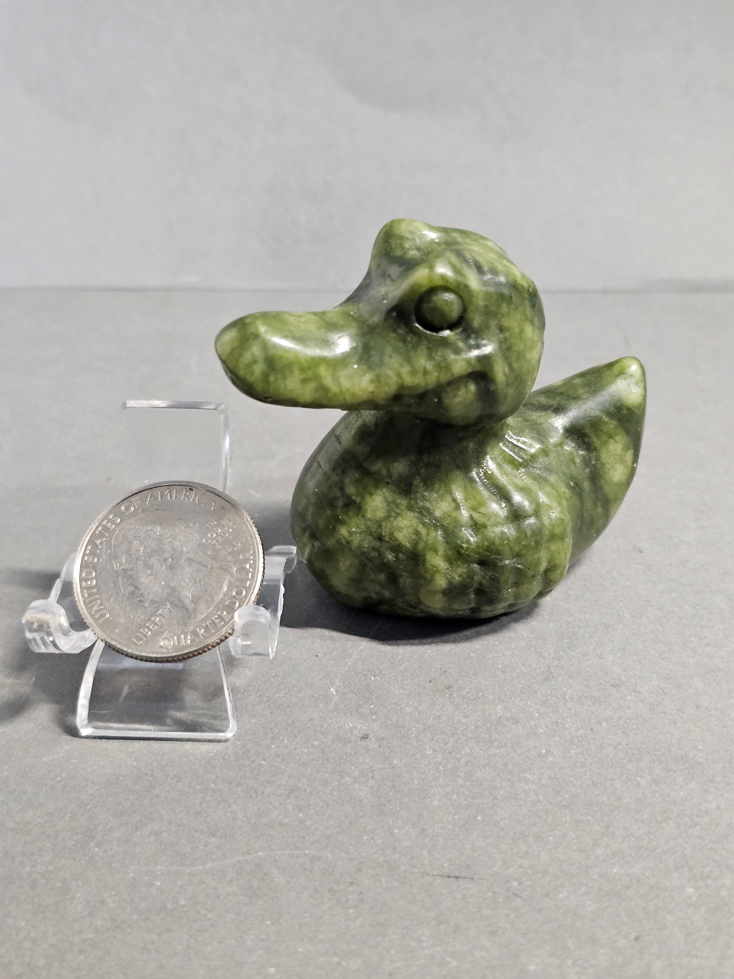 Jade Gator Duck Carving – 2 Inch Crystal Hybrid Animal Figurine