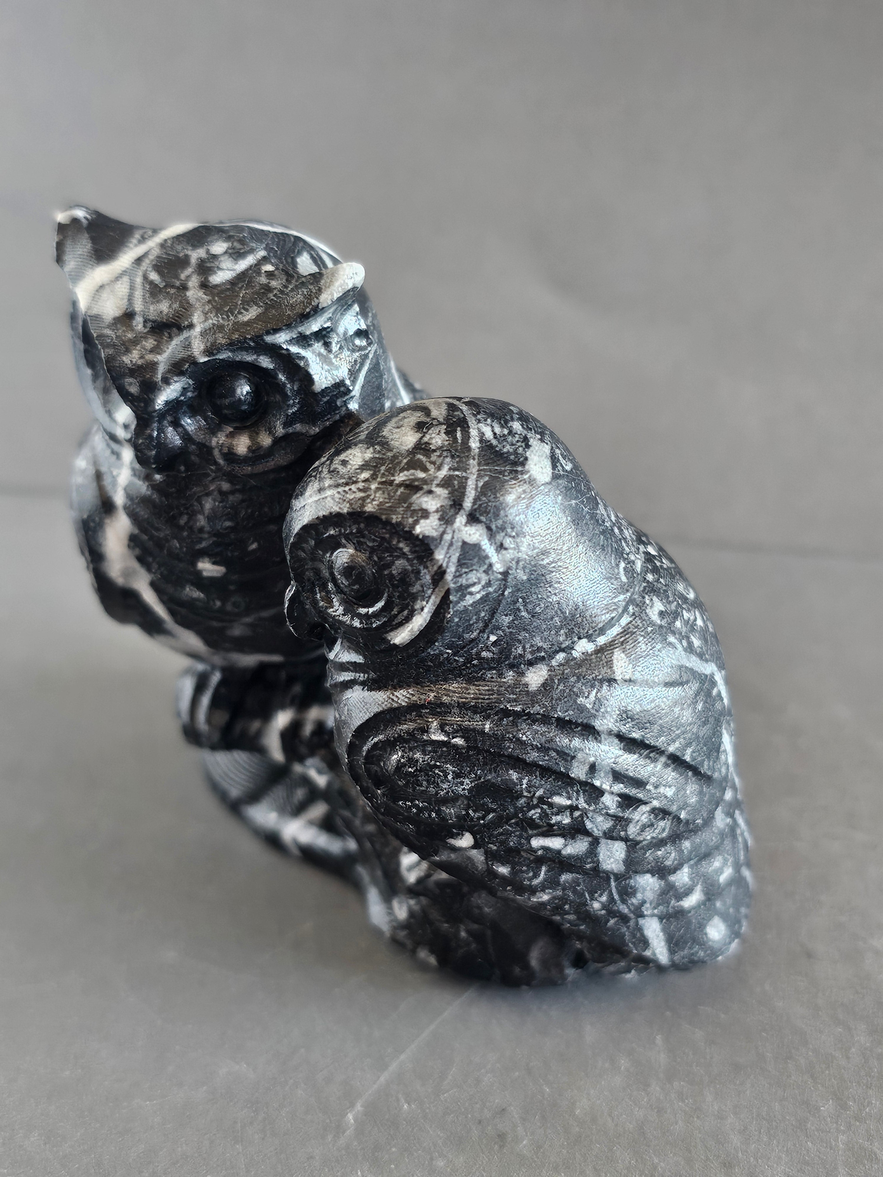 Fossil Jasper Owl Pair – 3” Tall | Love, Loyalty & Grounded Connection Crystal Carving