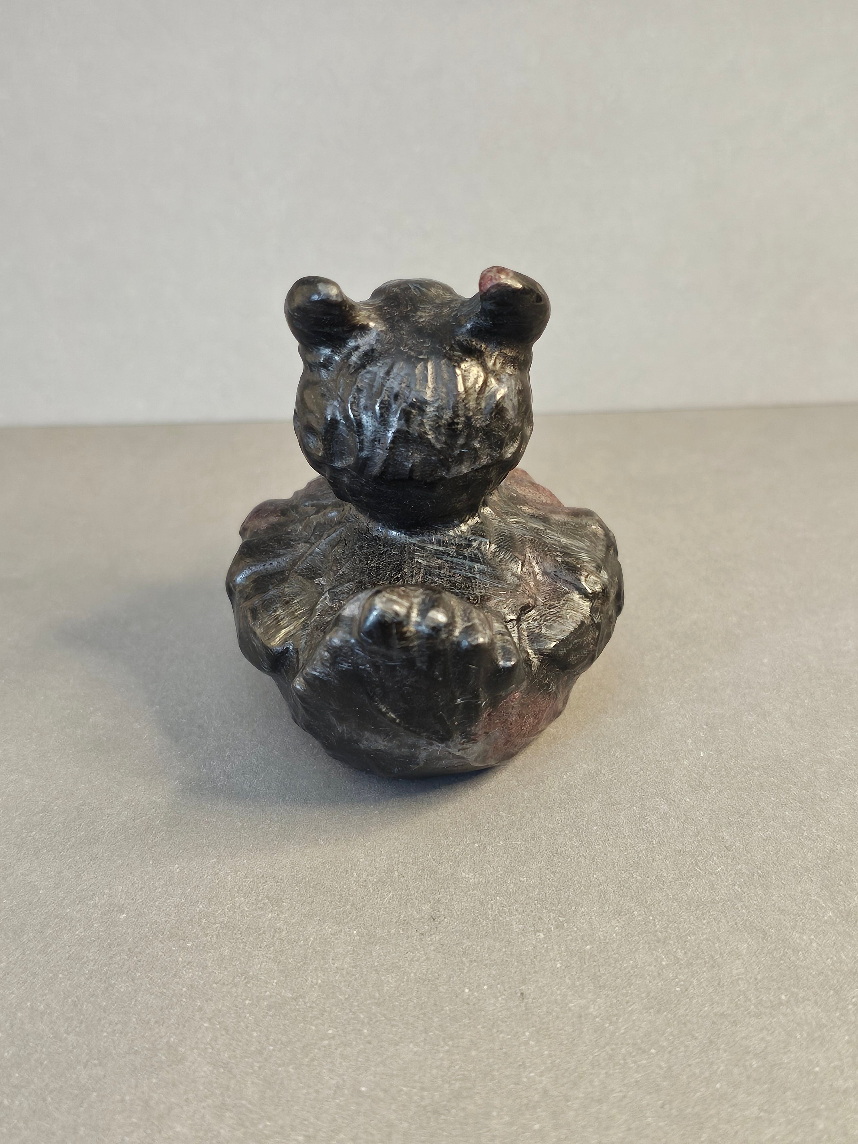 Garnet Arfvedsonite Duck with Horns & Skulls – Dark Whimsical Crystal Carving | 2.5 Inches