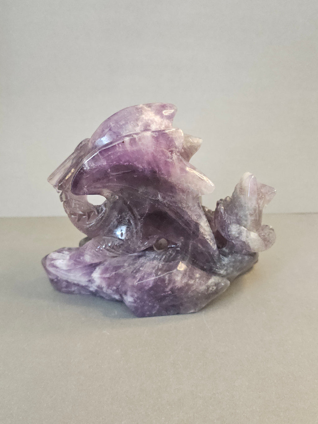 Amethyst Dragon – Intuition & Guardian Crystal Carving | 4.5 Inches Wide