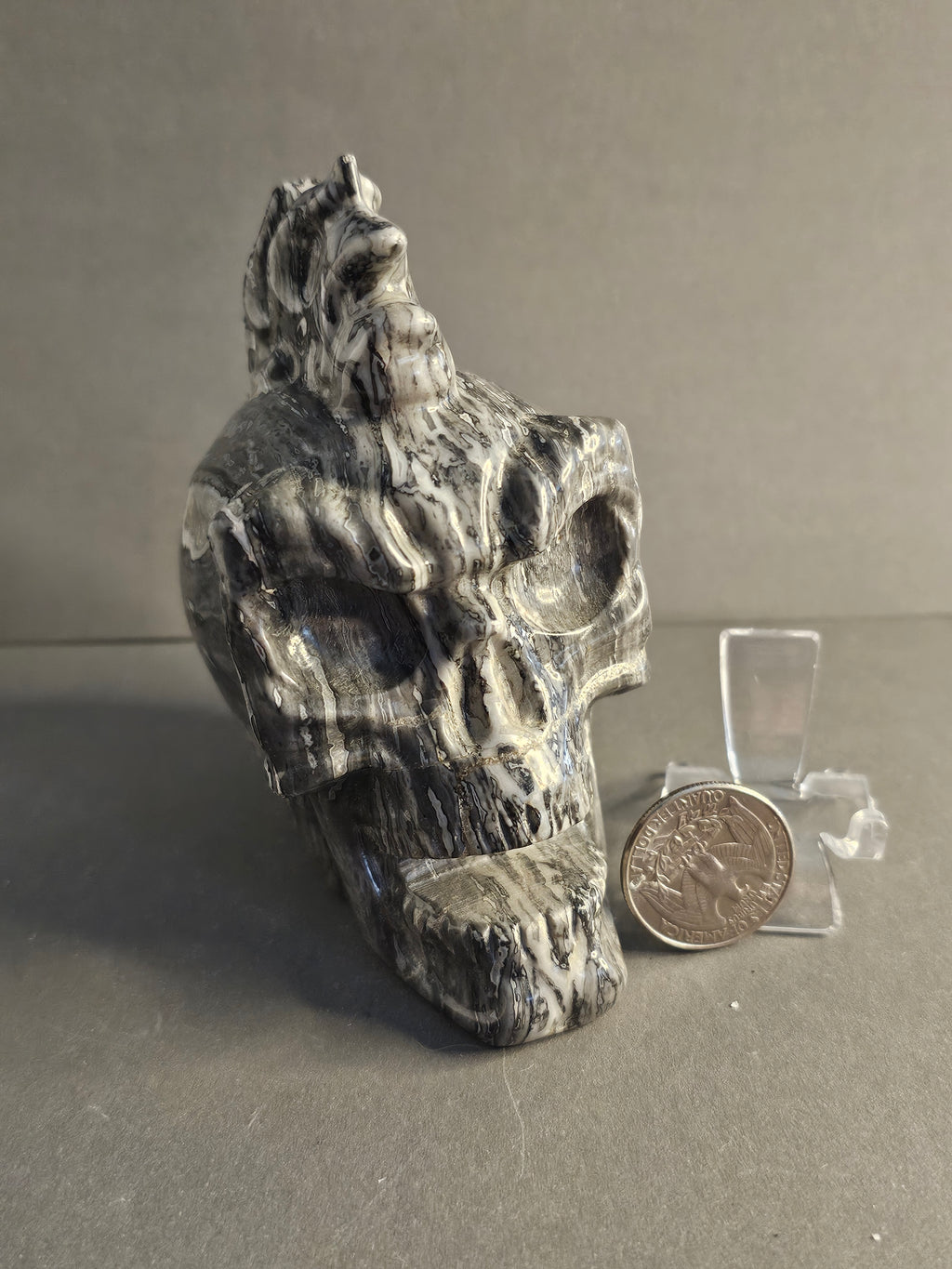 Picasso Jasper Skull with Mohawk – Grounding & Creative Energy Crystal Carving | 4 Inches