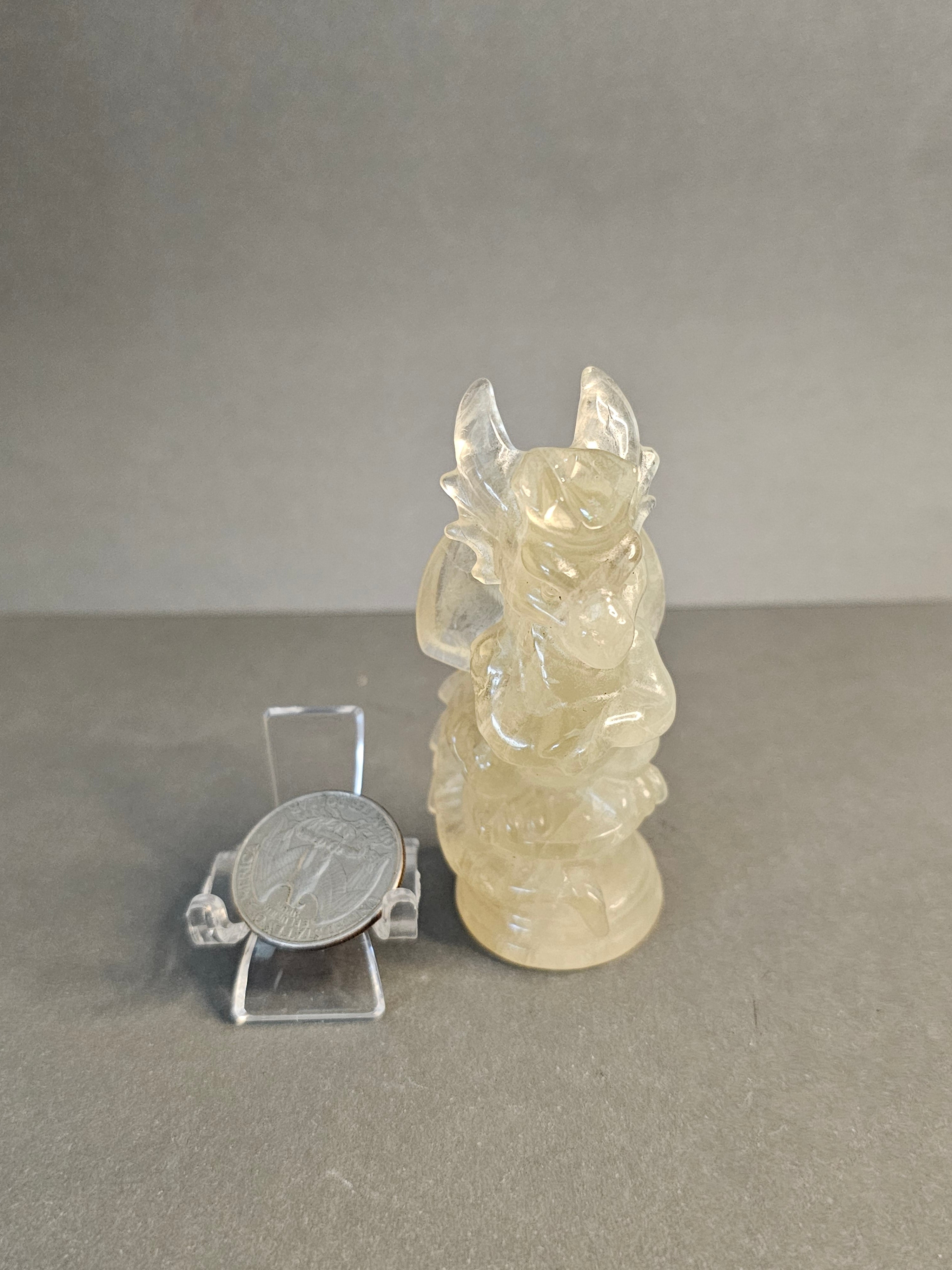Light Citrine Dragon Figurine – Bright Abundance Crystal | 3.5″ Tall