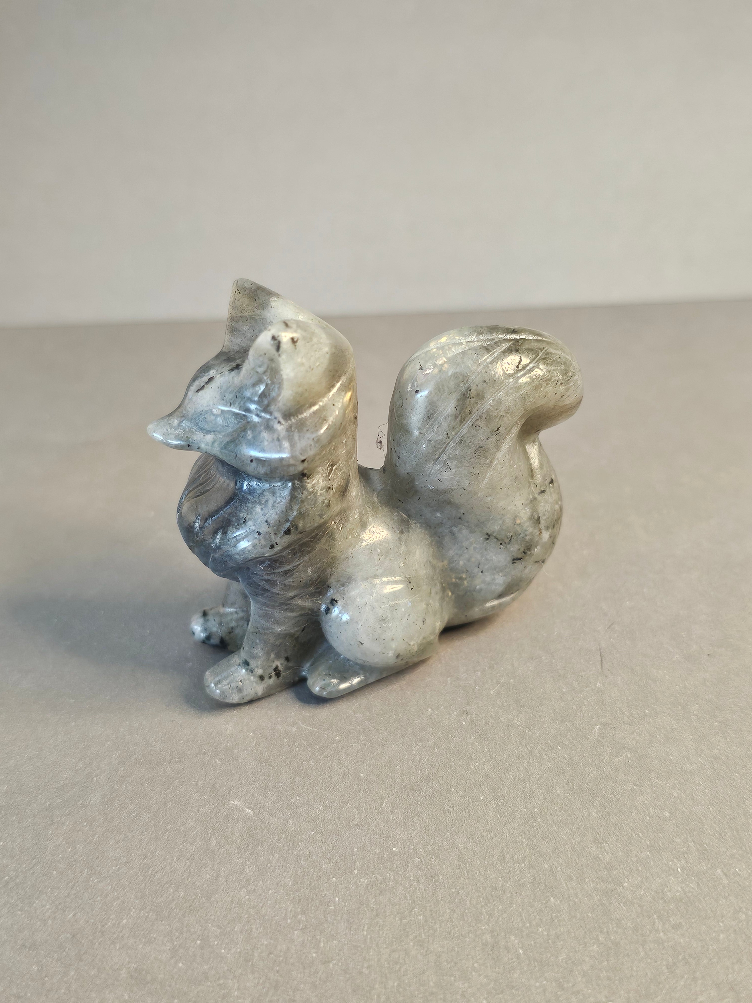 Labradorite Fox – Intuition & Protection Crystal Carving | 2.25 Inches