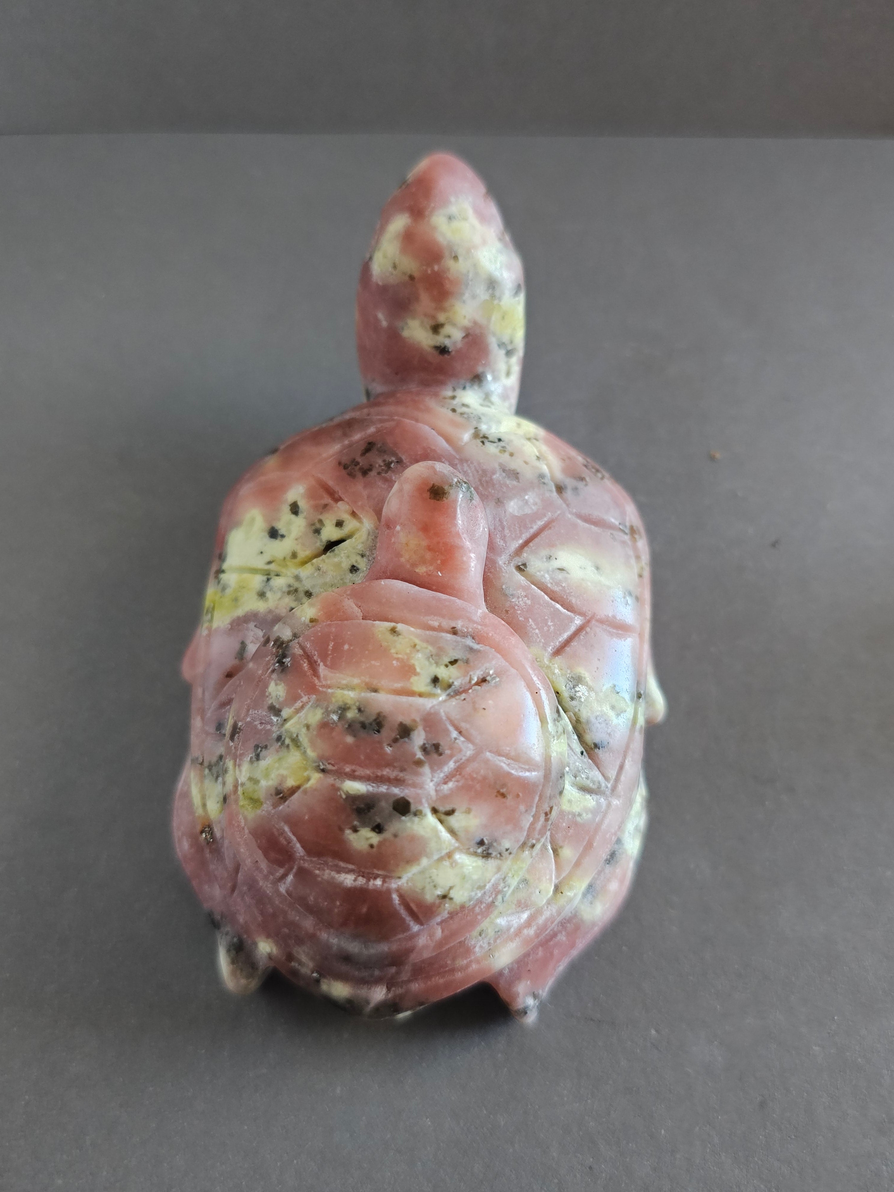 Peach Blossom Jasper Mom & Baby Turtle – Love & Nurturing Crystal Carving | 4 Inches