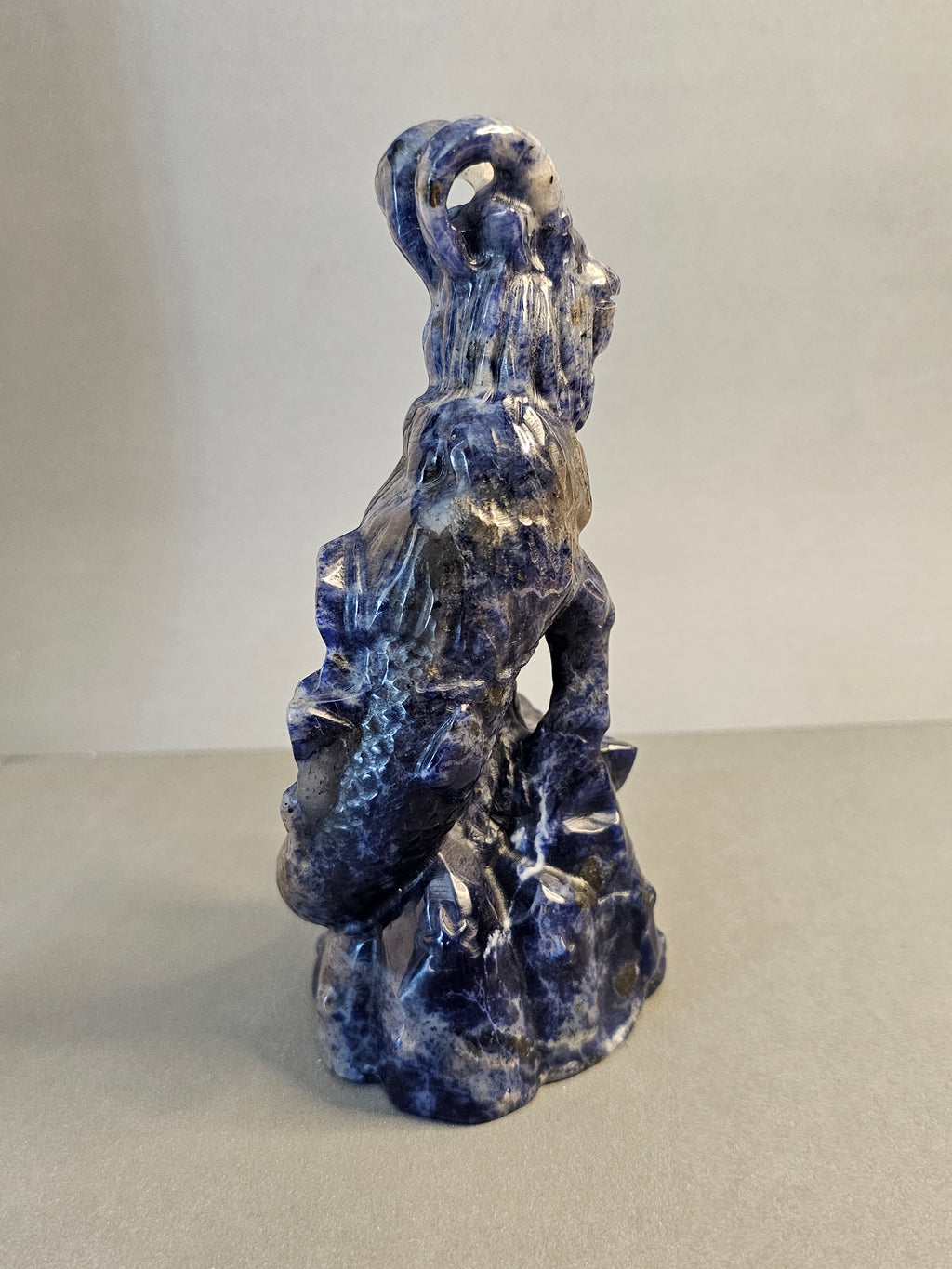 Sodalite Capricorn Carving – Zodiac Crystal Statement Piece | 6.5 Inches