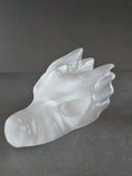 Selenite Dragon Skull Carving – 3.5” | Cleansing, Protection & High Vibration Energy