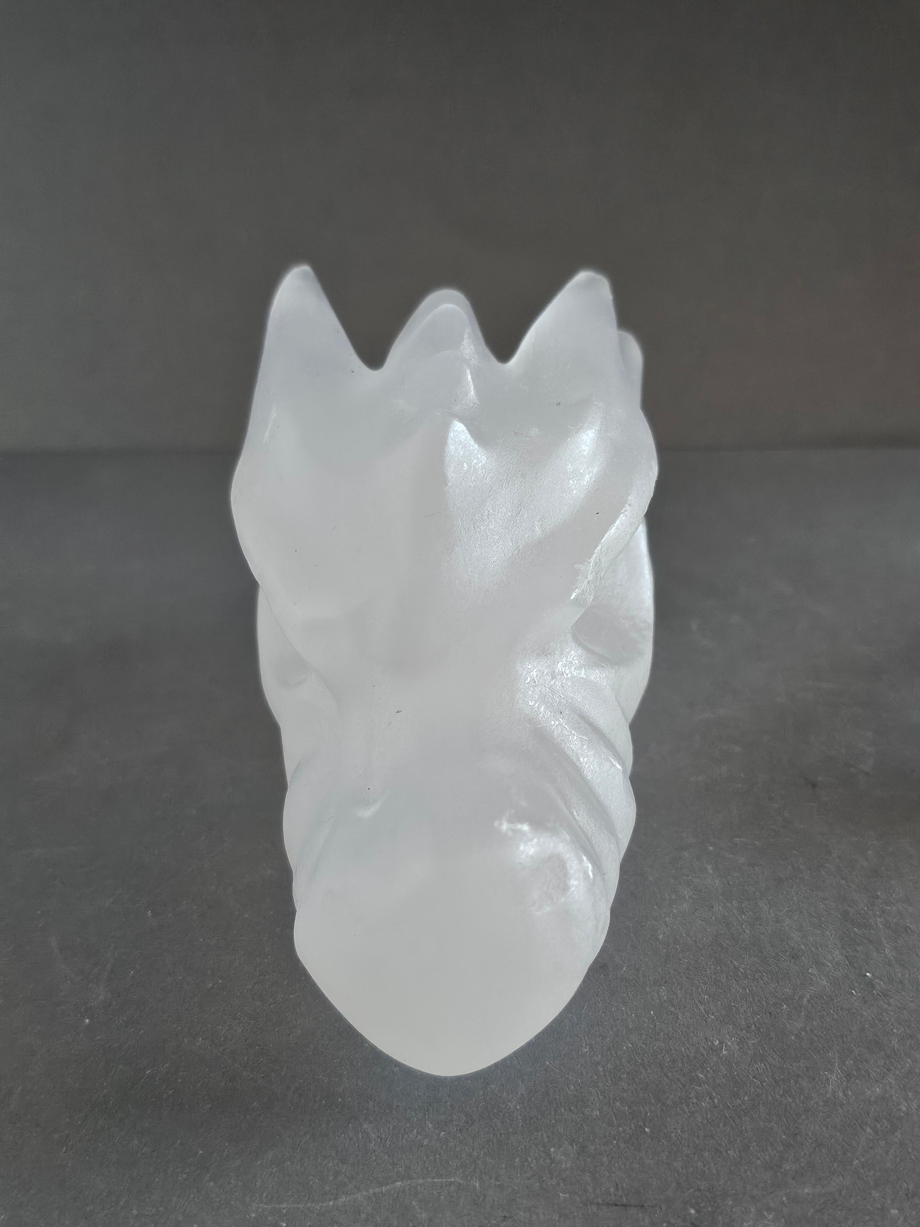 Selenite Dragon Skull Carving – 3.5” | Cleansing, Protection & High Vibration Energy
