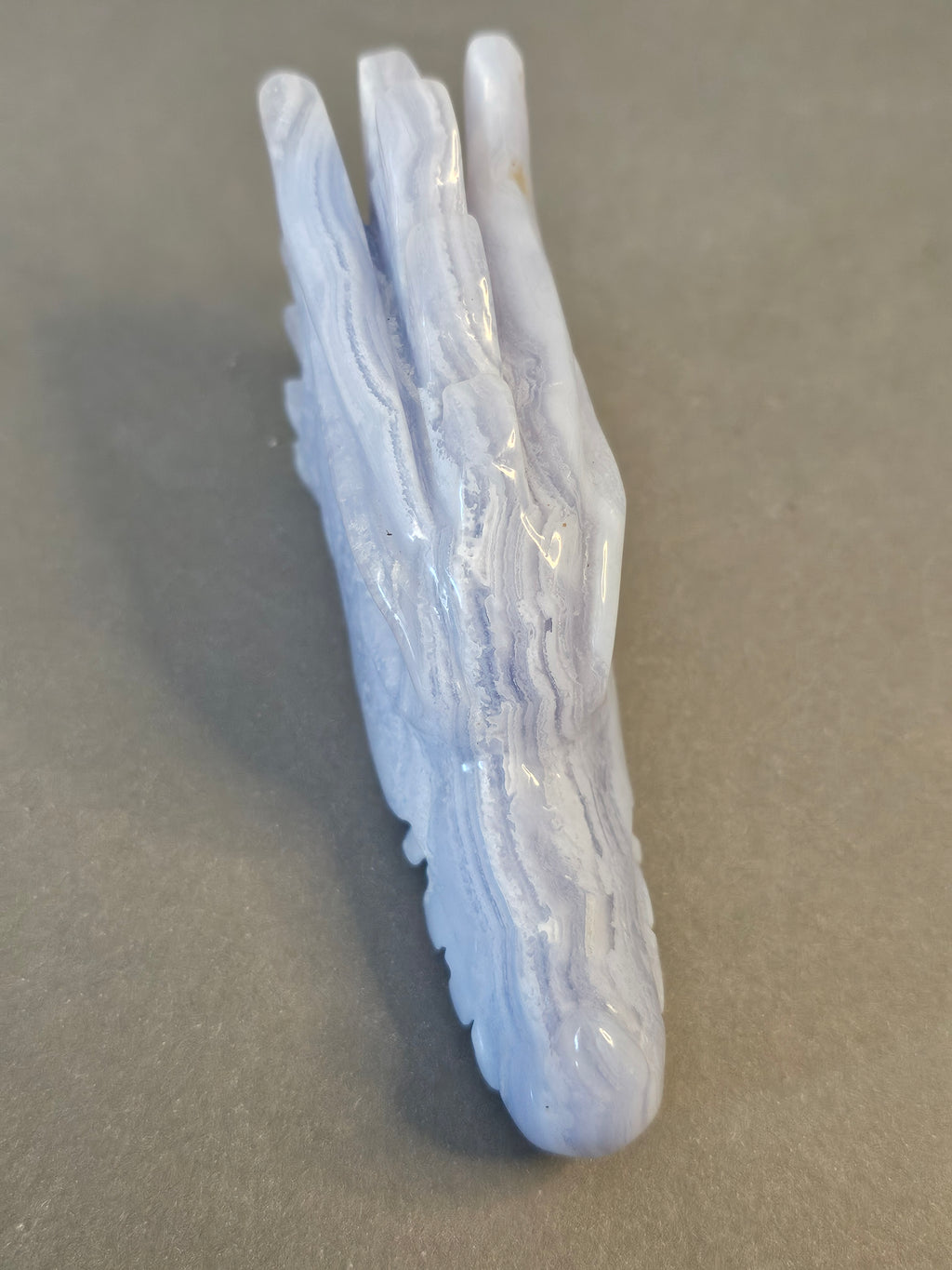 Blue Lace Agate Dragon Skull – Calm Strength & Clarity Crystal | 4 Inches Long