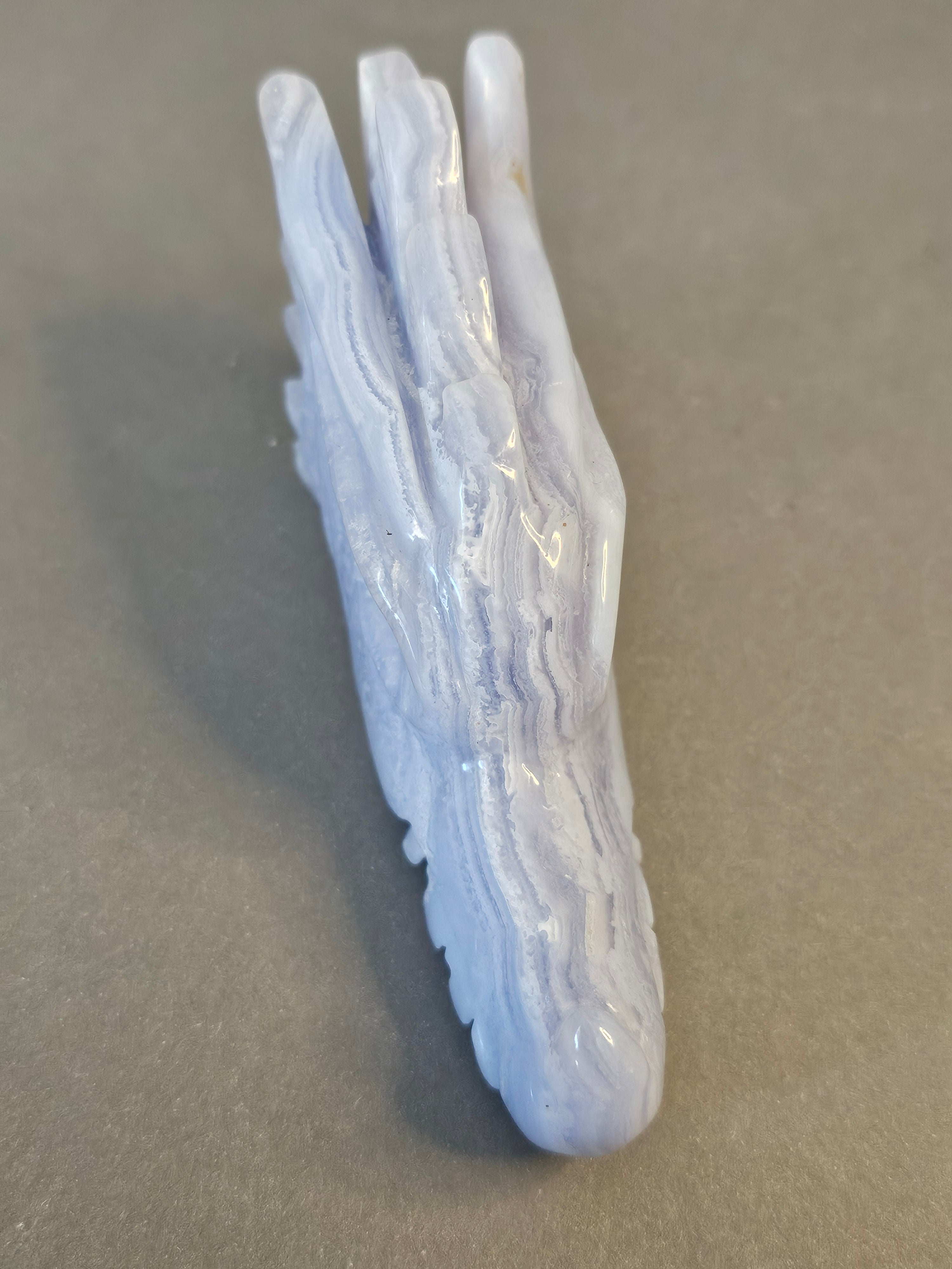 Blue Lace Agate Dragon Skull – Calm Strength & Clarity Crystal | 4 Inches Long