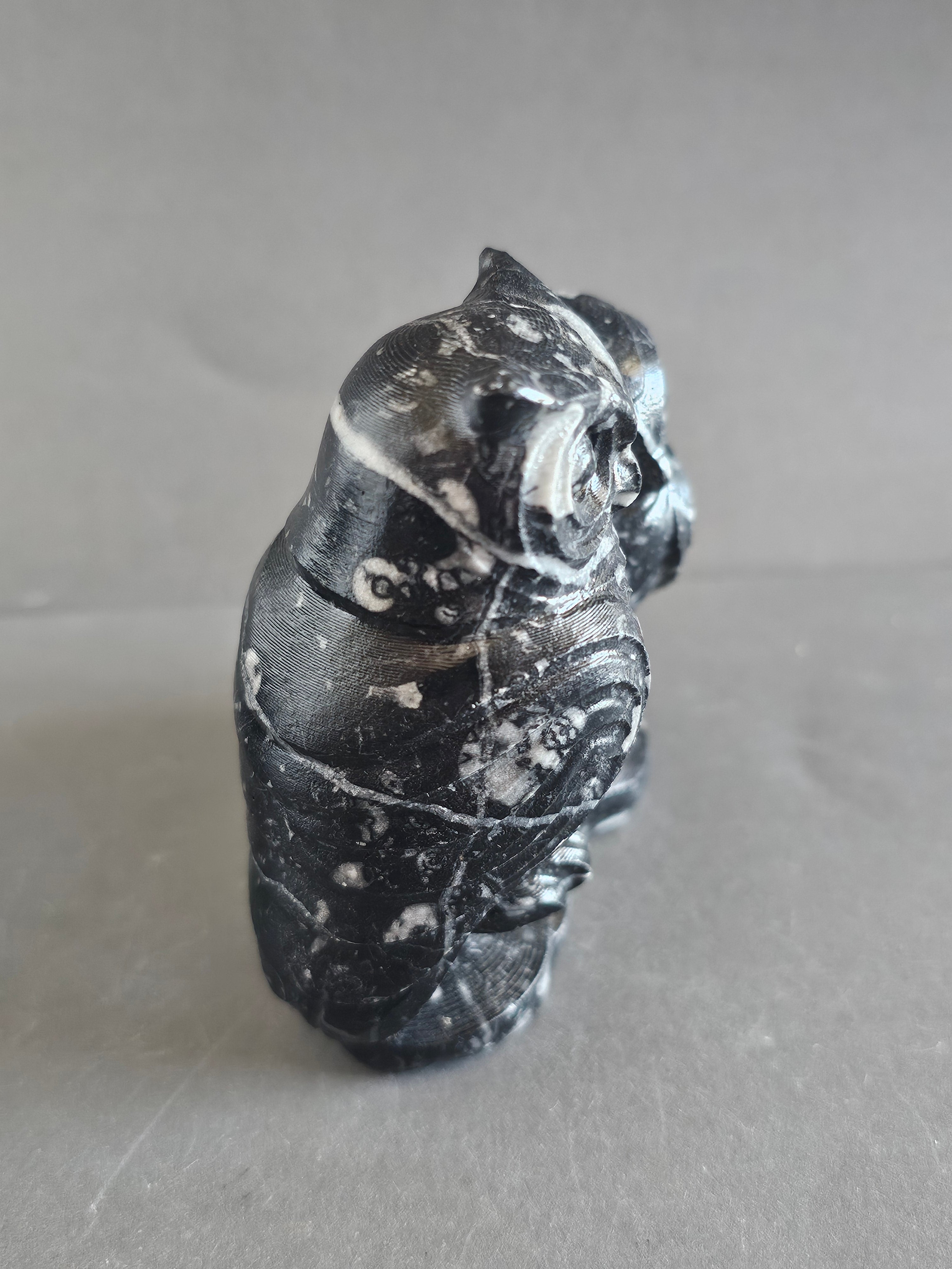 Fossil Jasper Owl Couple Carving – 3” Tall | Wisdom, Stability & Connection Crystal Pair