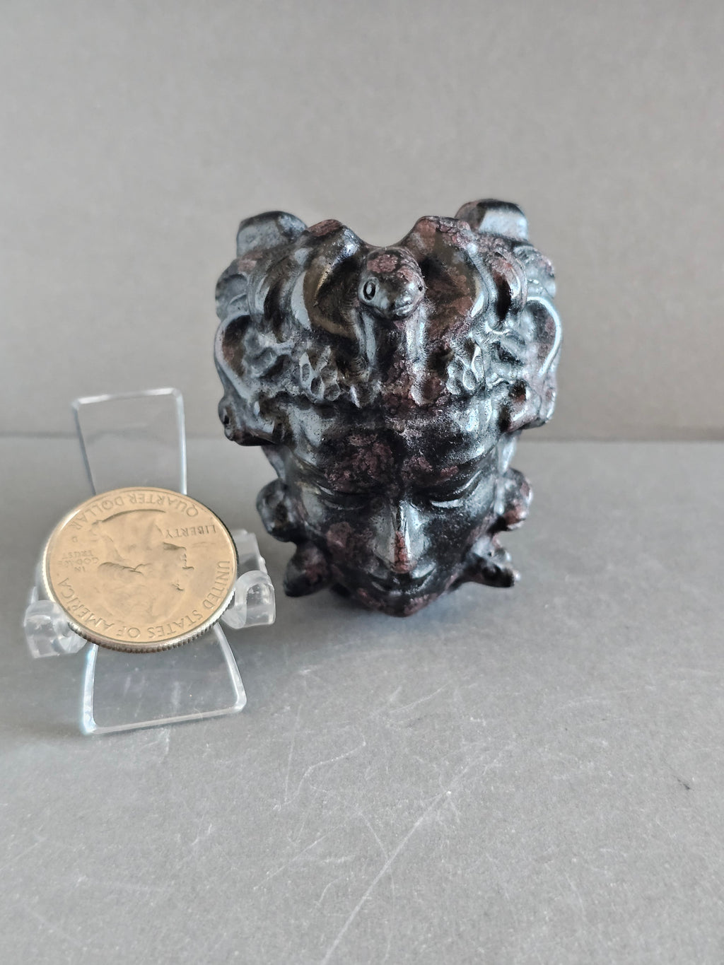 Medusa Head Crystal Carving – 3” Tall | Available in Fluorite, Larvikite & Garnet Astrophyllite
