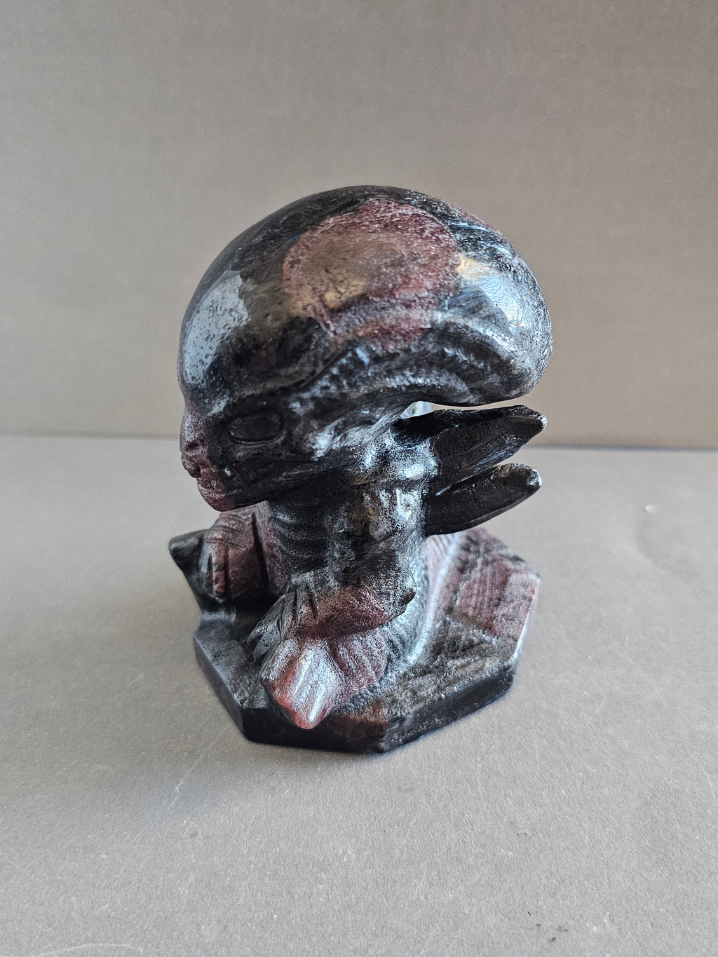 Xenomorph Alien Crystal Carving – Larvikite, Jasper, Aventurine, or Astrophyllite | 3 Inches
