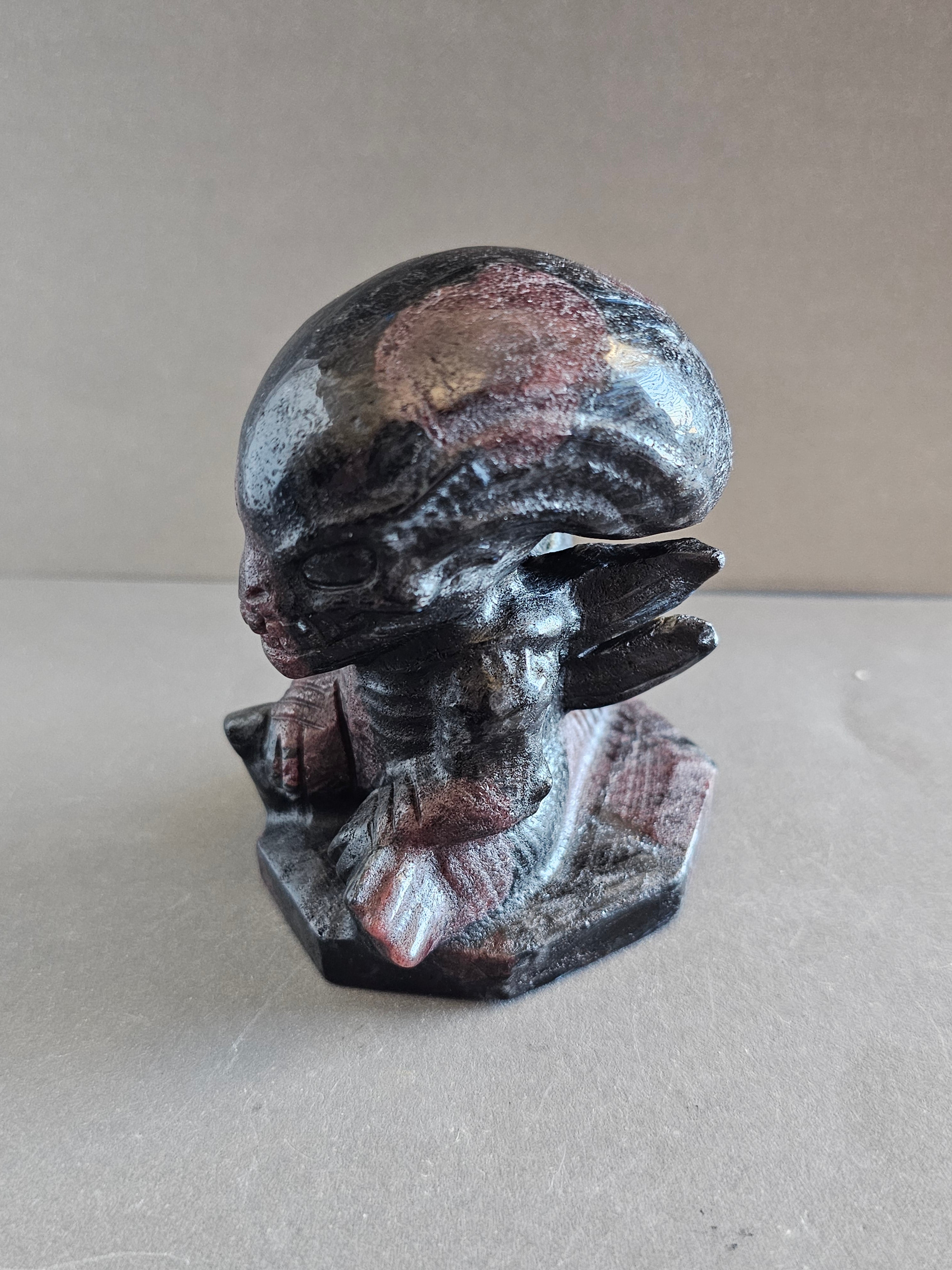 Xenomorph Alien Crystal Carving – Larvikite, Jasper, Aventurine, or Astrophyllite | 3 Inches