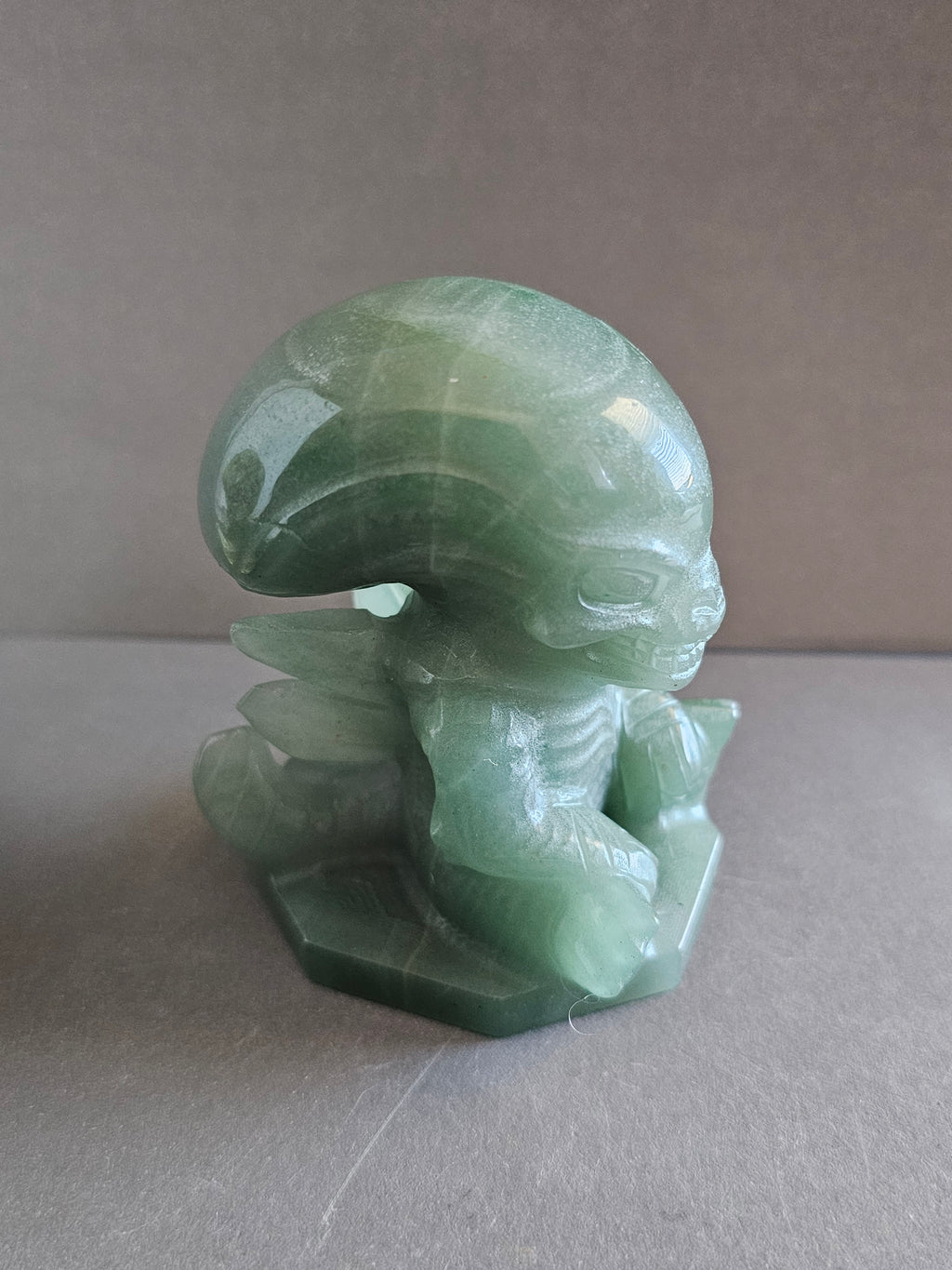 Xenomorph Alien Crystal Carving – Larvikite, Jasper, Aventurine, or Astrophyllite | 3 Inches