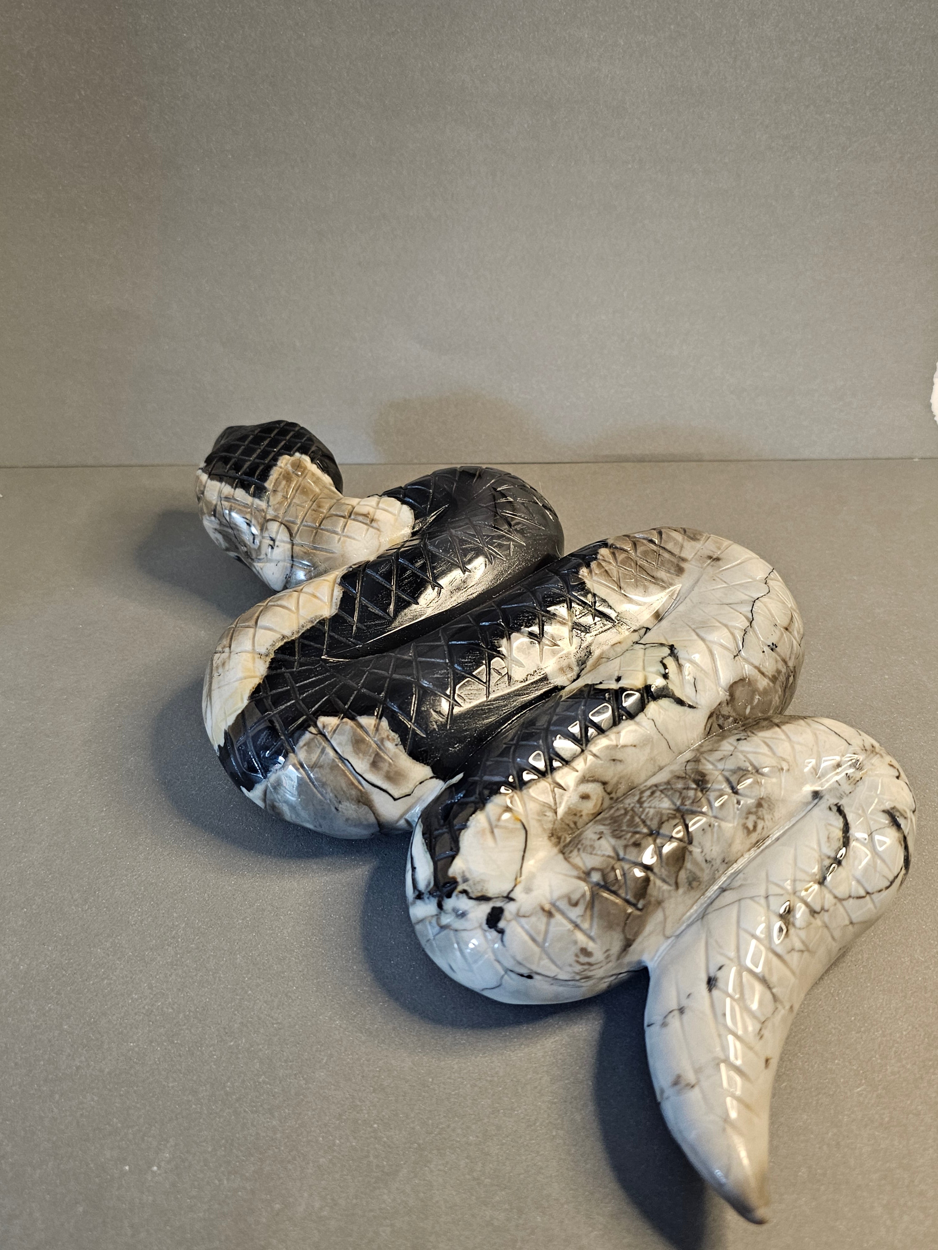 UV Reactive Volcano Agate Snake –  Statement Carving | 9.5 Inches