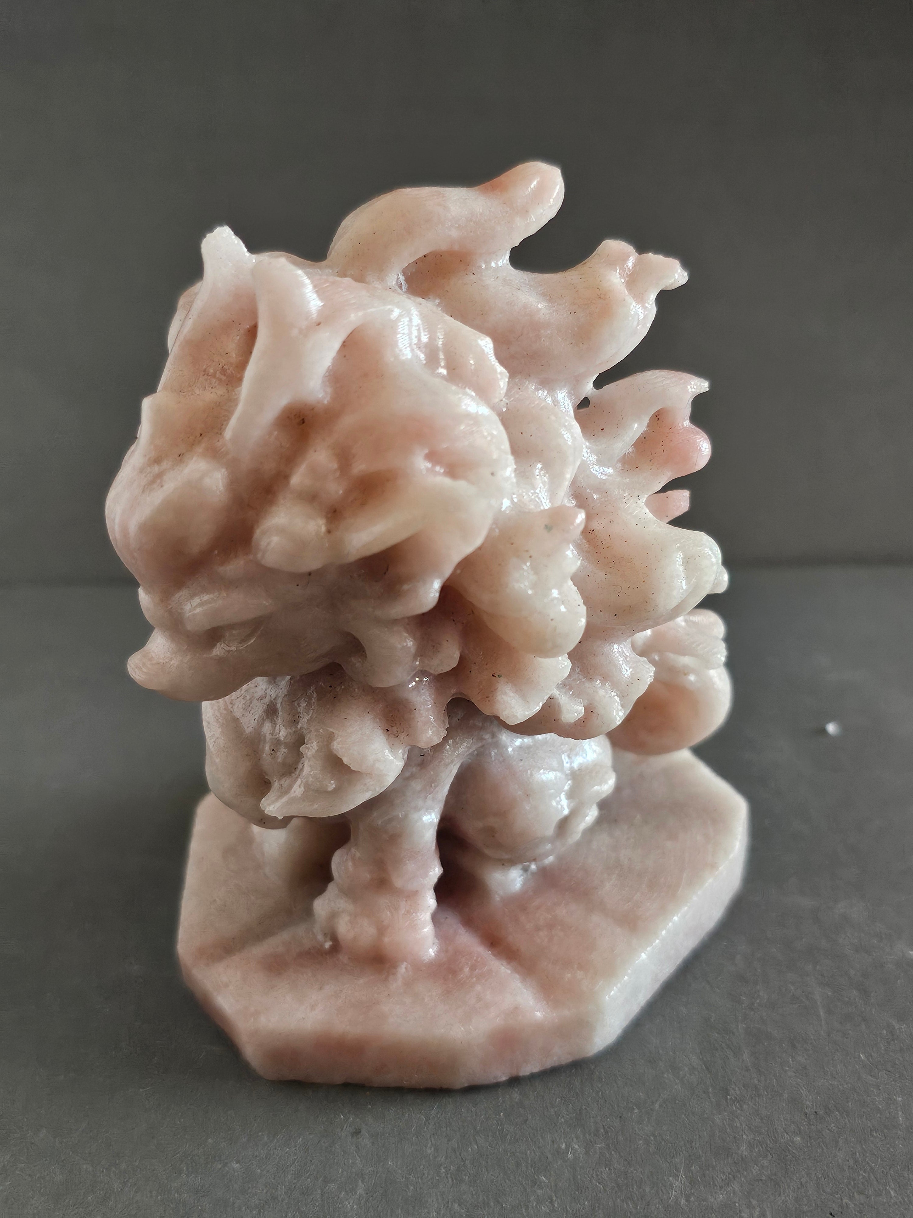 Pink Opal Fantasy Fox Carving – 3.75” Tall | Emotional Healing, Intuition & Gentle Strength