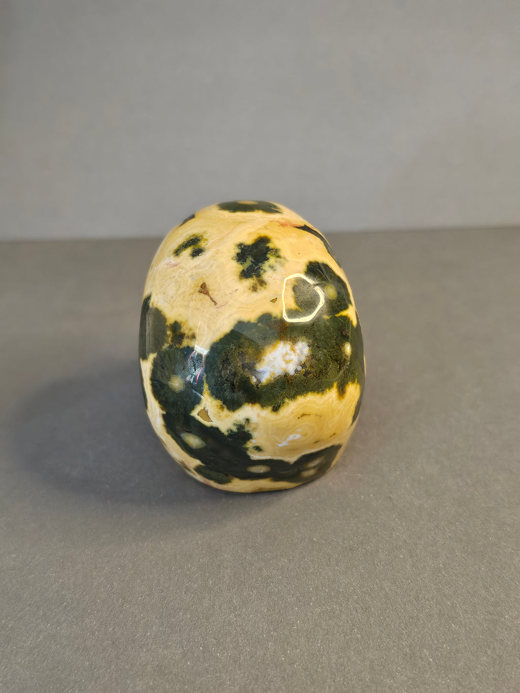Yellow & Green 8th Vein Ocean Jasper Skull – Orbicular Crystal Skull | 2 Inches