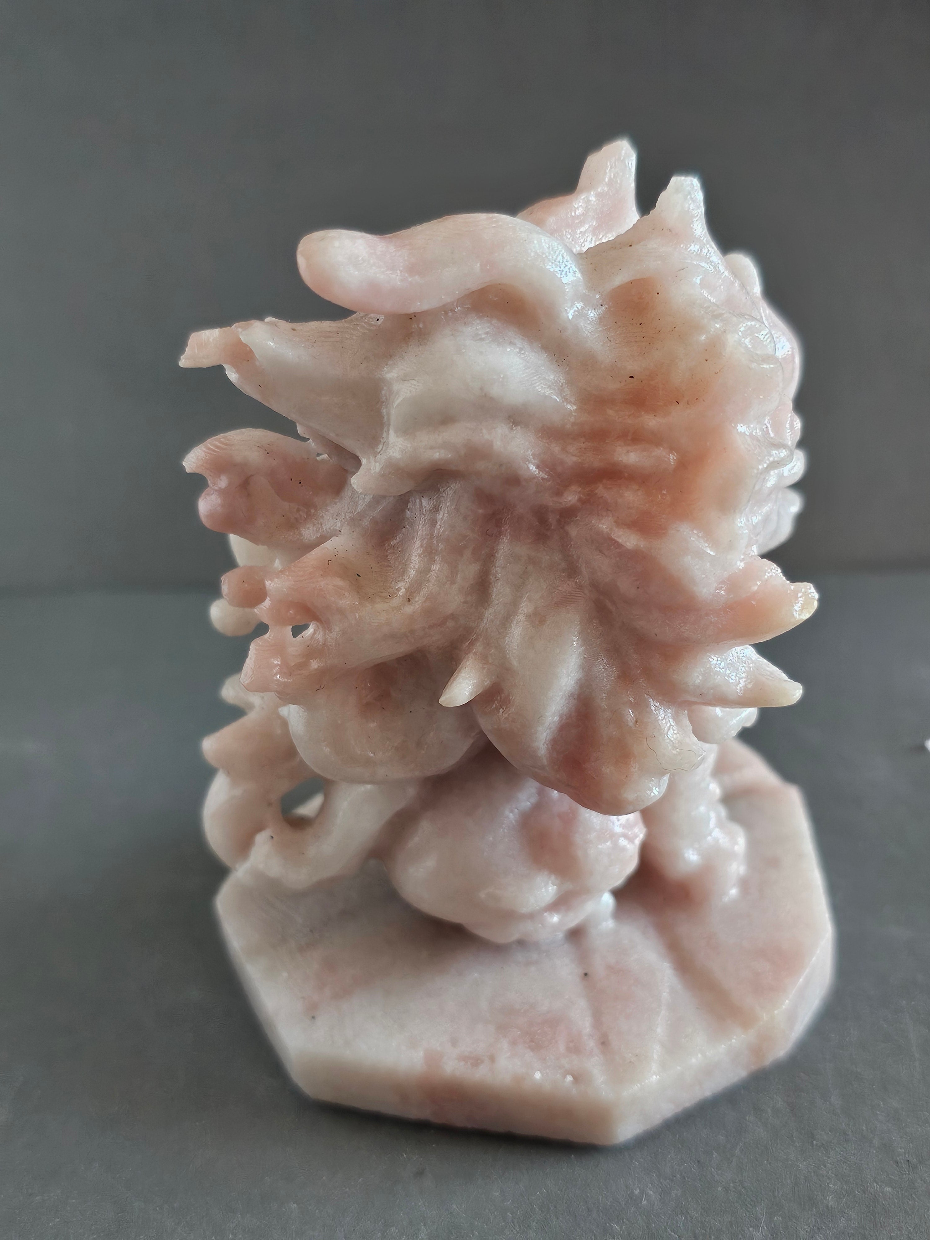 Pink Opal Fantasy Fox Carving – 3.75” Tall | Emotional Healing, Intuition & Gentle Strength