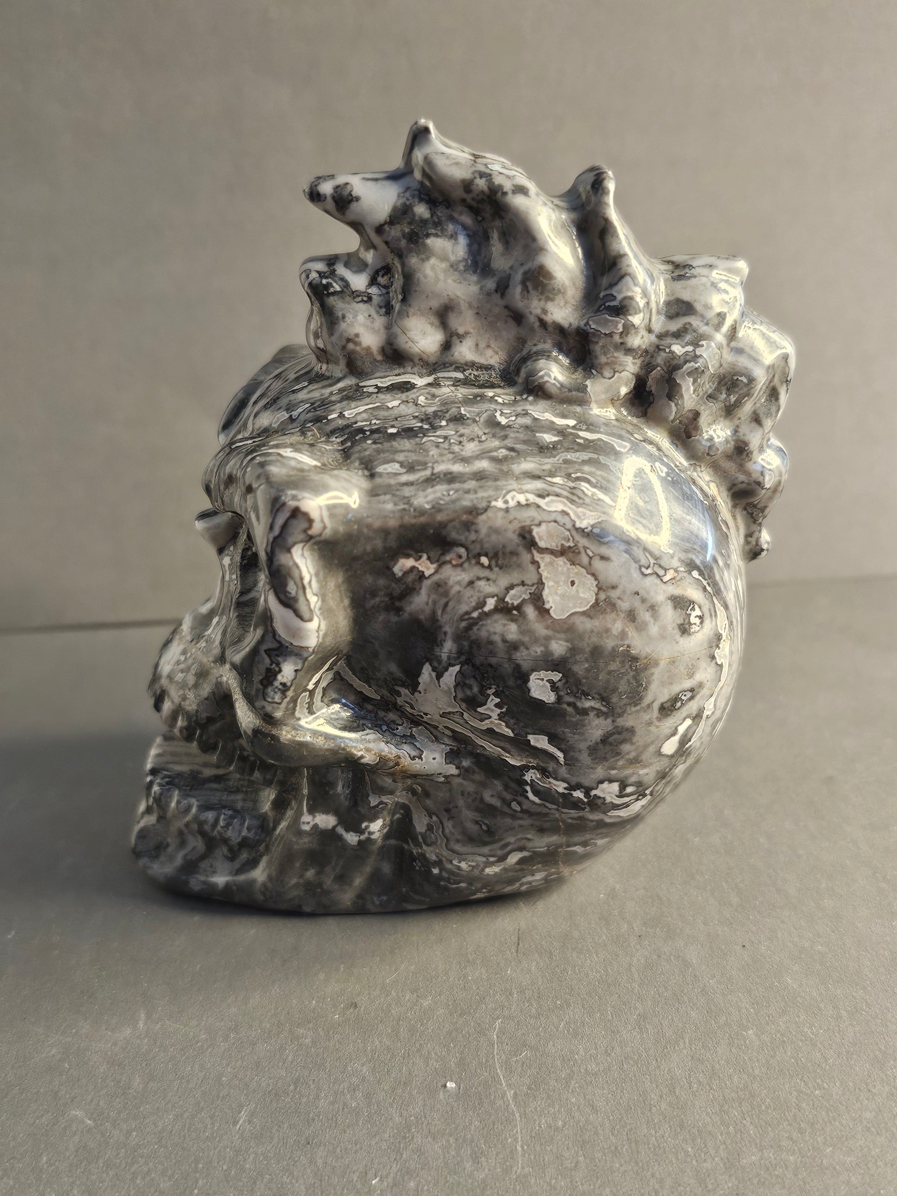 Picasso Jasper Skull with Mohawk – Grounding & Creative Energy Crystal Carving | 4 Inches