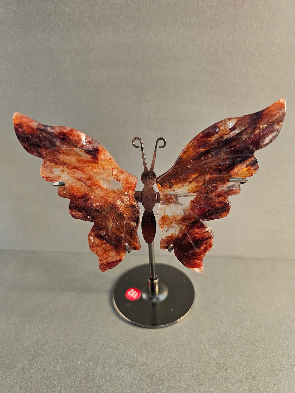 Fire Quartz Butterfly Wings on Stand – Clarity & Transformation Crystal Display | 5 Inches Tall