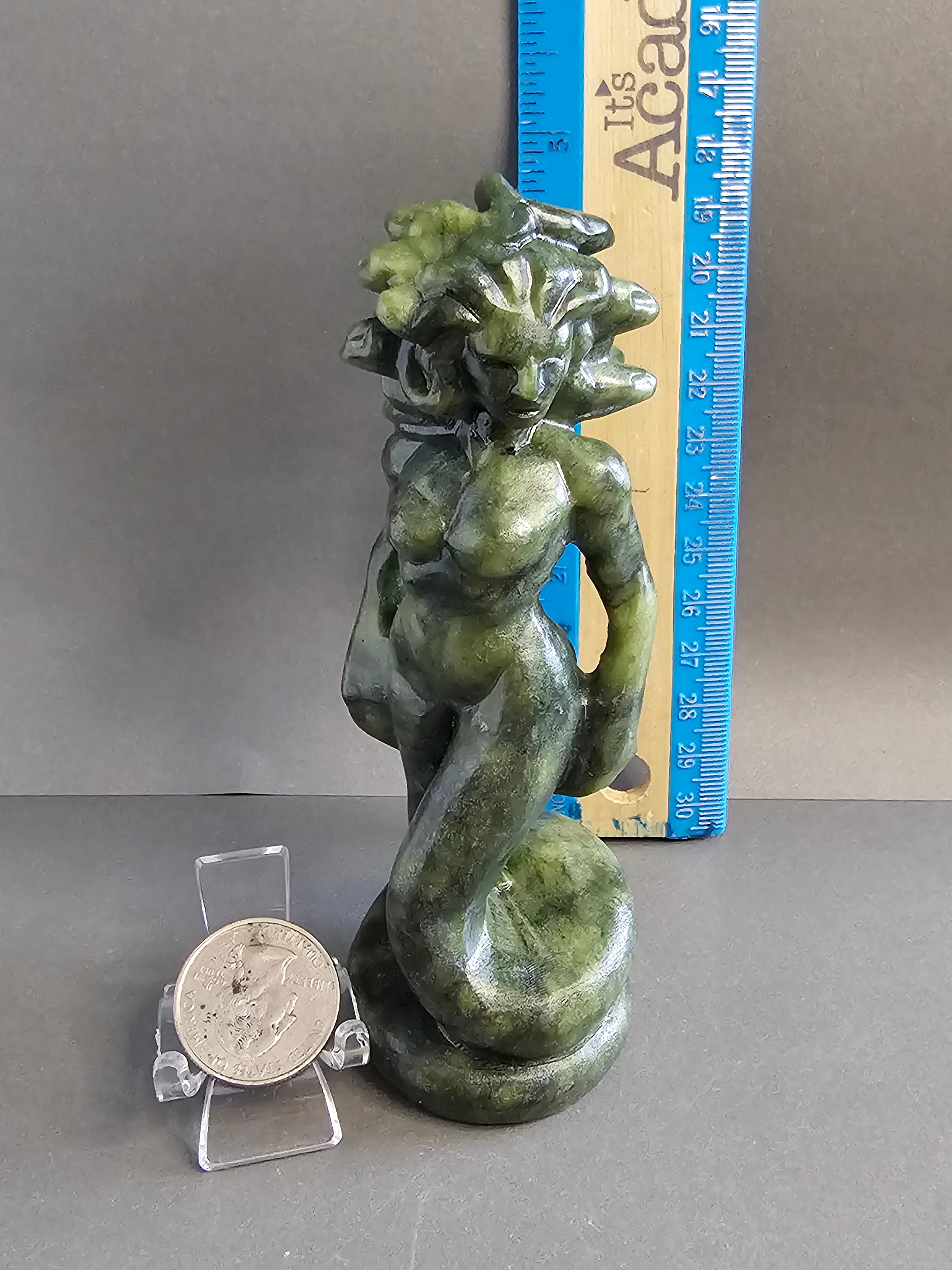 Jade Medusa Goddess Carving – 5 Inch Naked Medusa Statue
