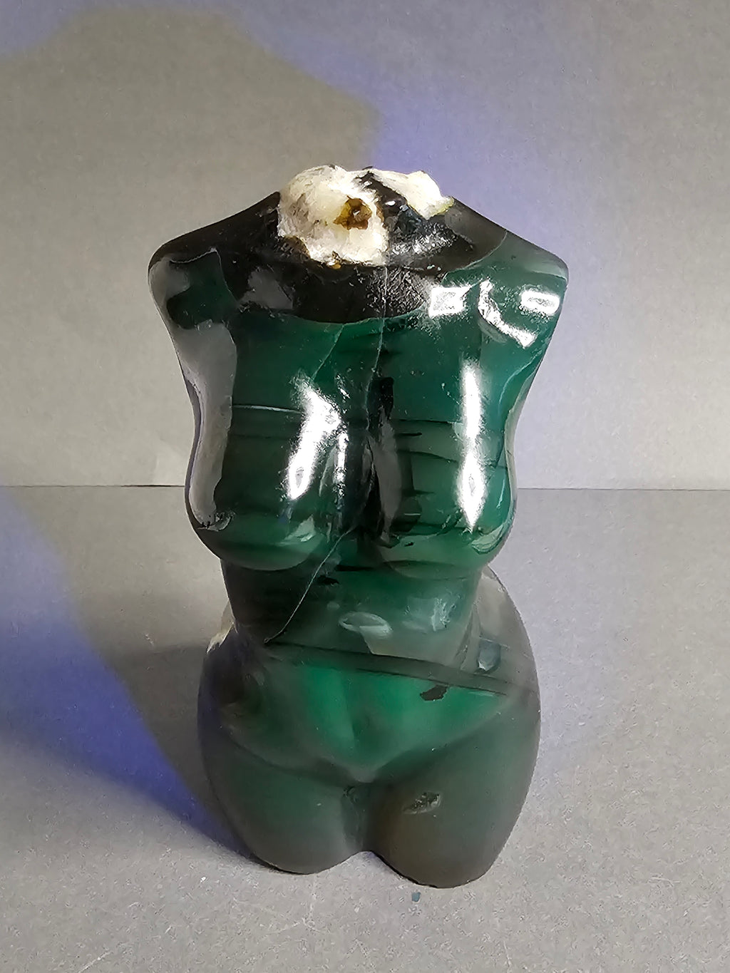 UV Reactive Volcano Agate Lady Body Carving – 4" Divine Feminine Crystal Figure